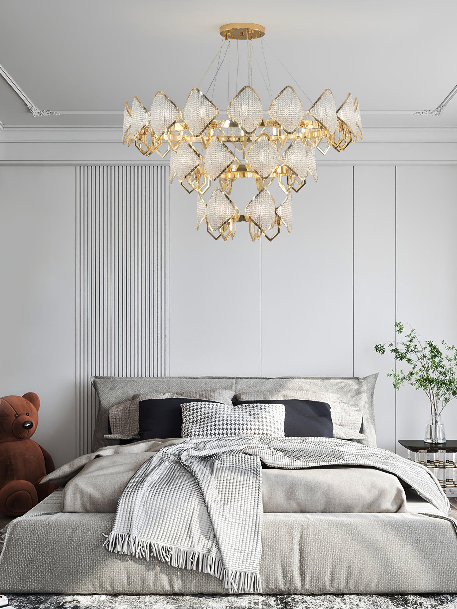 Aurora Chandelier Crystal Leaf Double-Tier - Letslighting