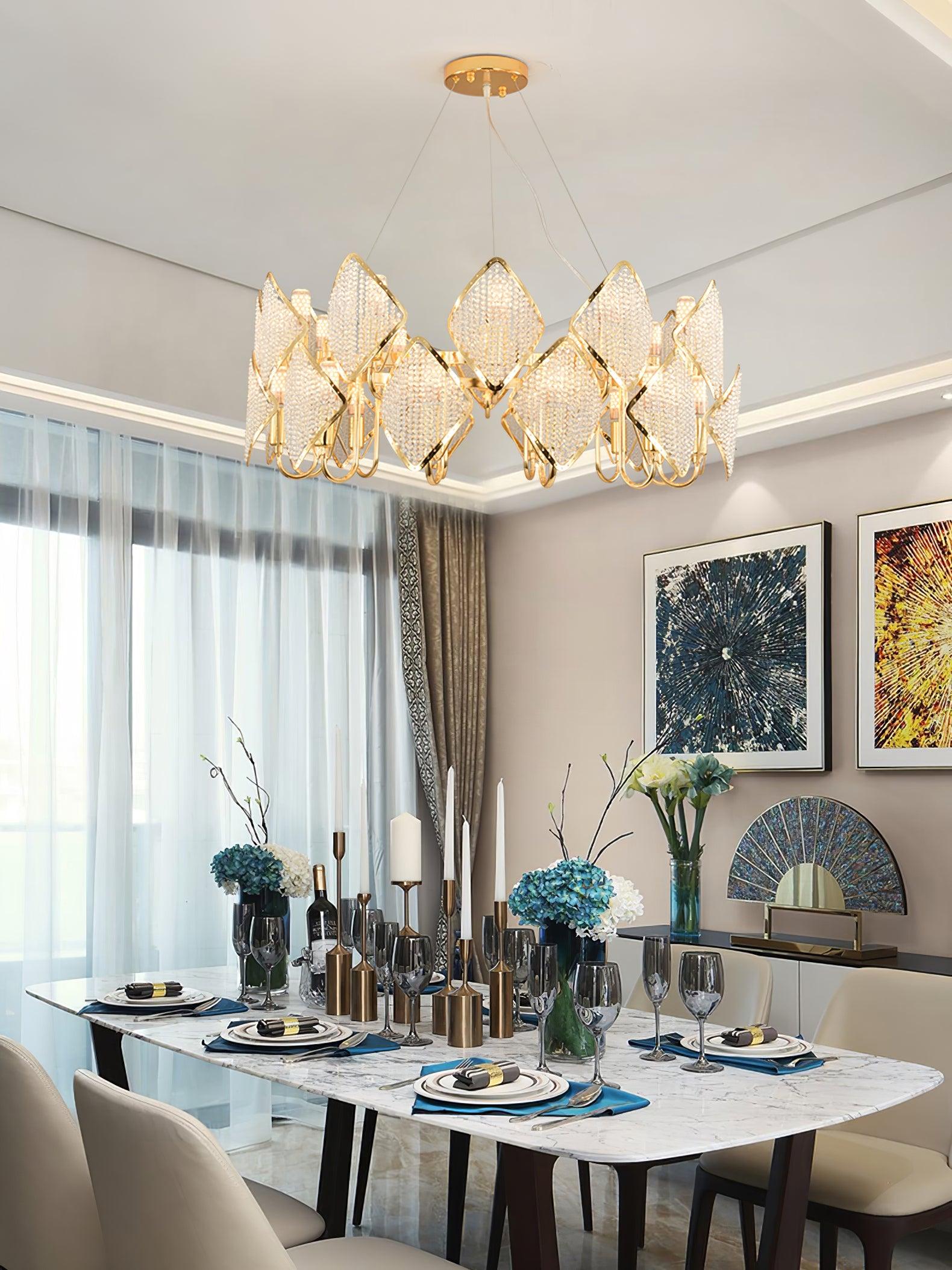 Aurora Chandelier Crystal Leaf Double-Tier - Letslighting