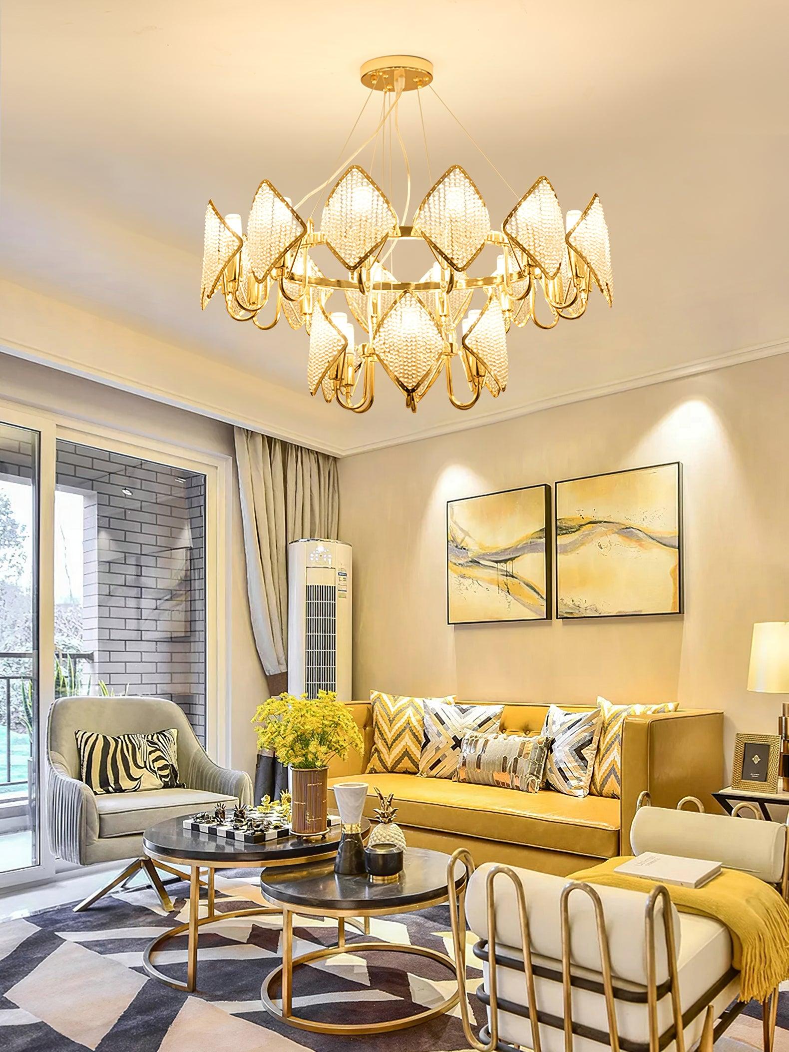 Aurora Chandelier Crystal Leaf Double-Tier - Letslighting