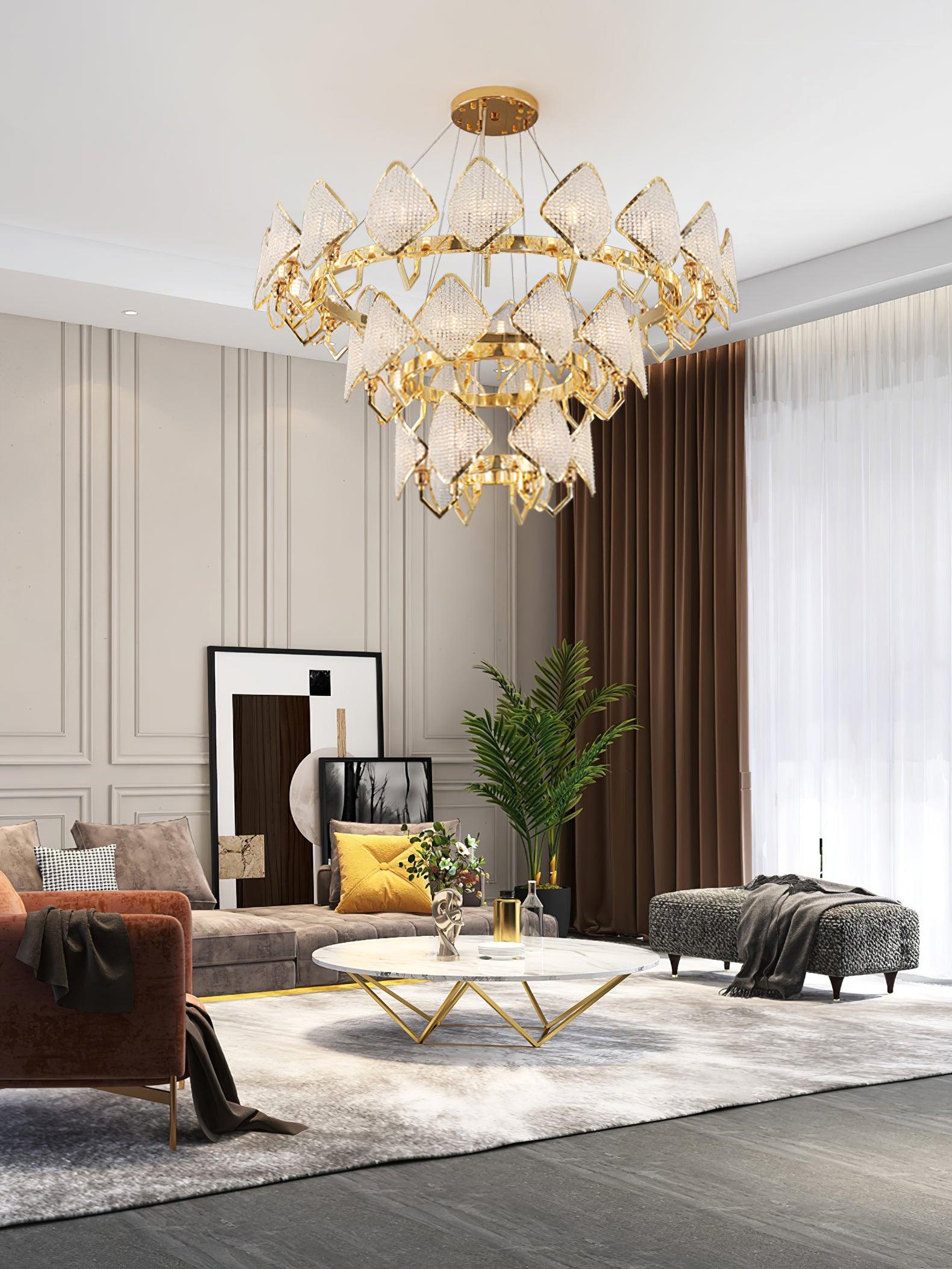 Aurora Chandelier Crystal Leaf Double-Tier - Letslighting