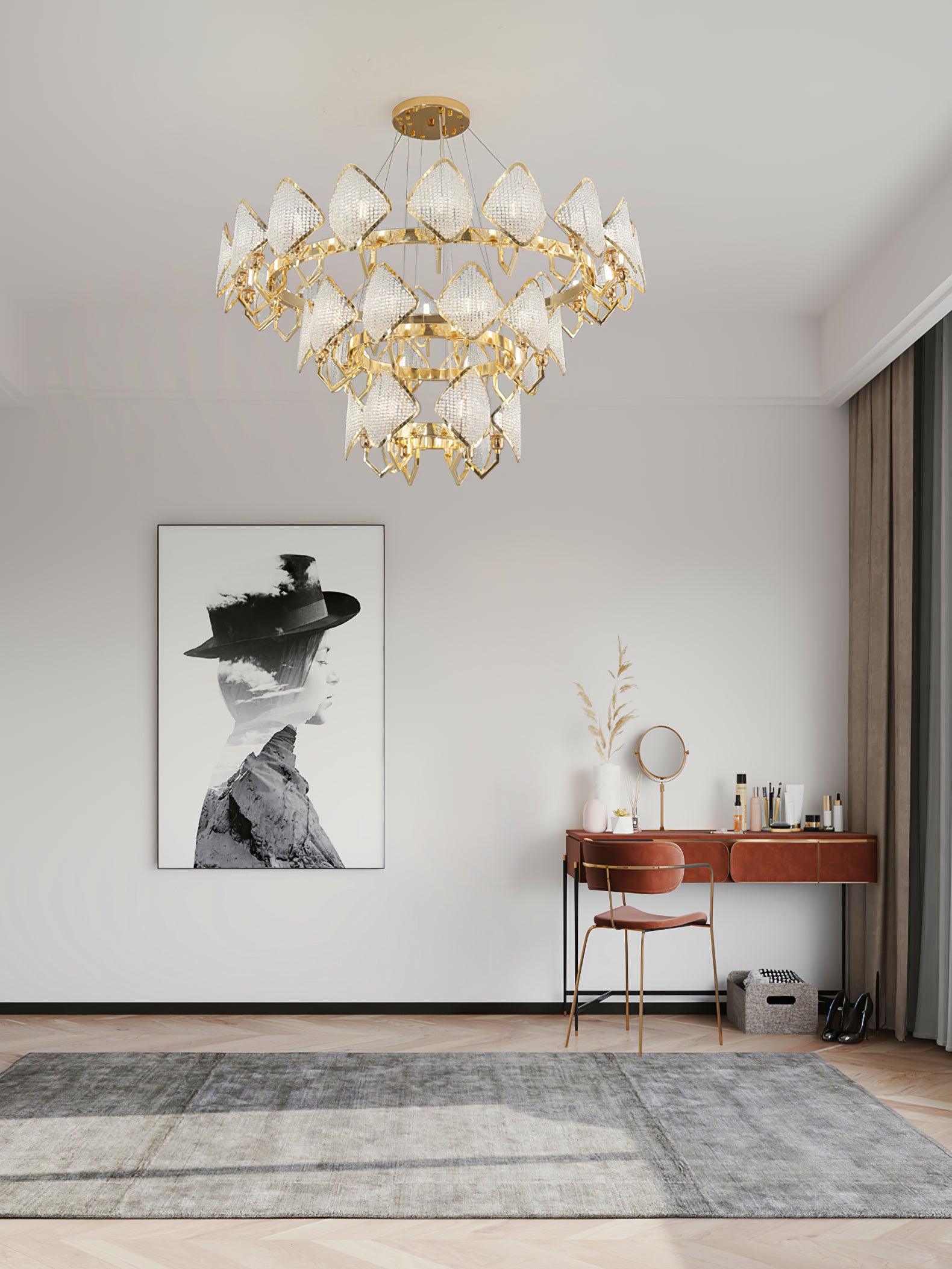 Aurora Chandelier Crystal Leaf Double-Tier - Letslighting