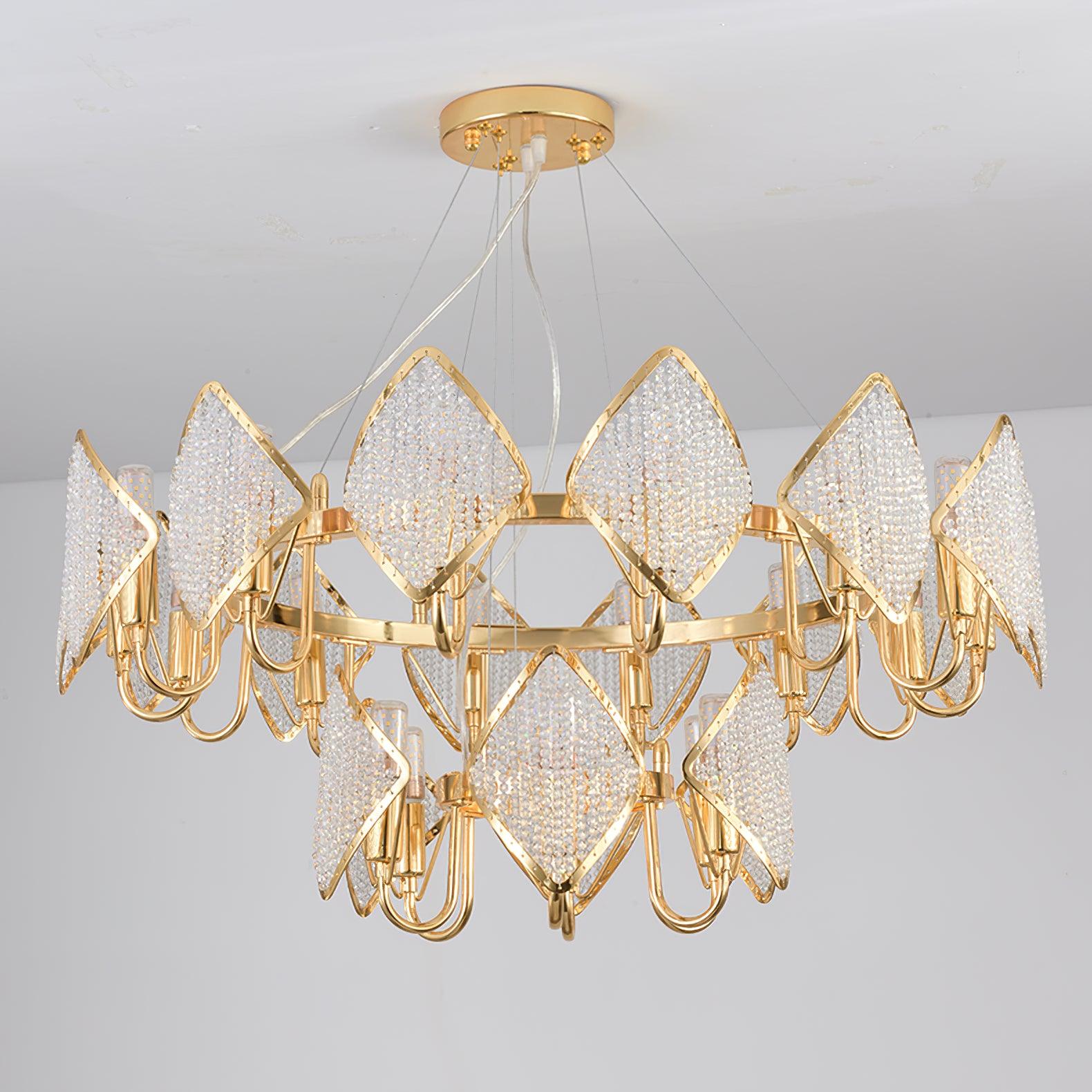 Aurora Chandelier Crystal Leaf Double-Tier - Letslighting
