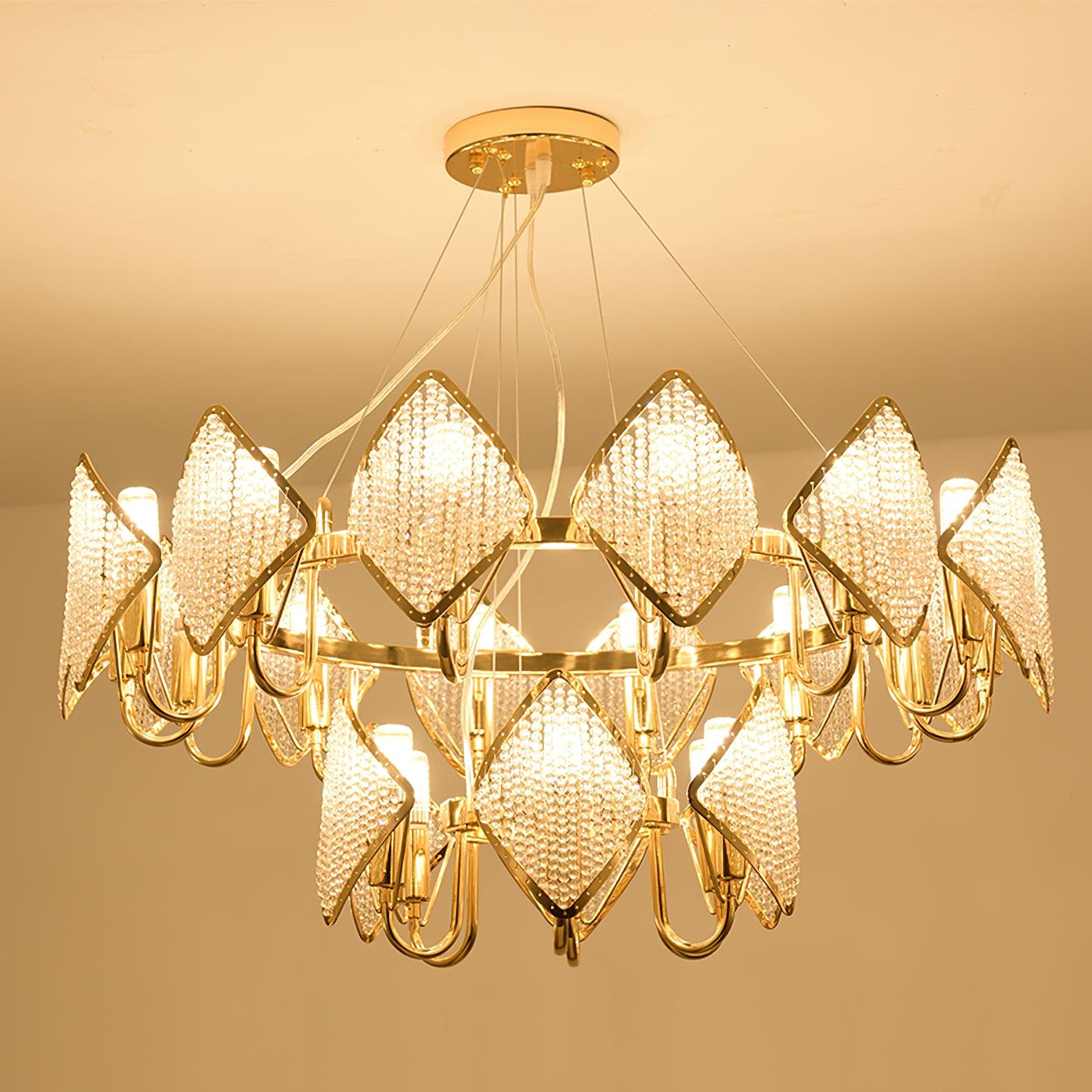 Aurora Chandelier Crystal Leaf Double-Tier - Letslighting