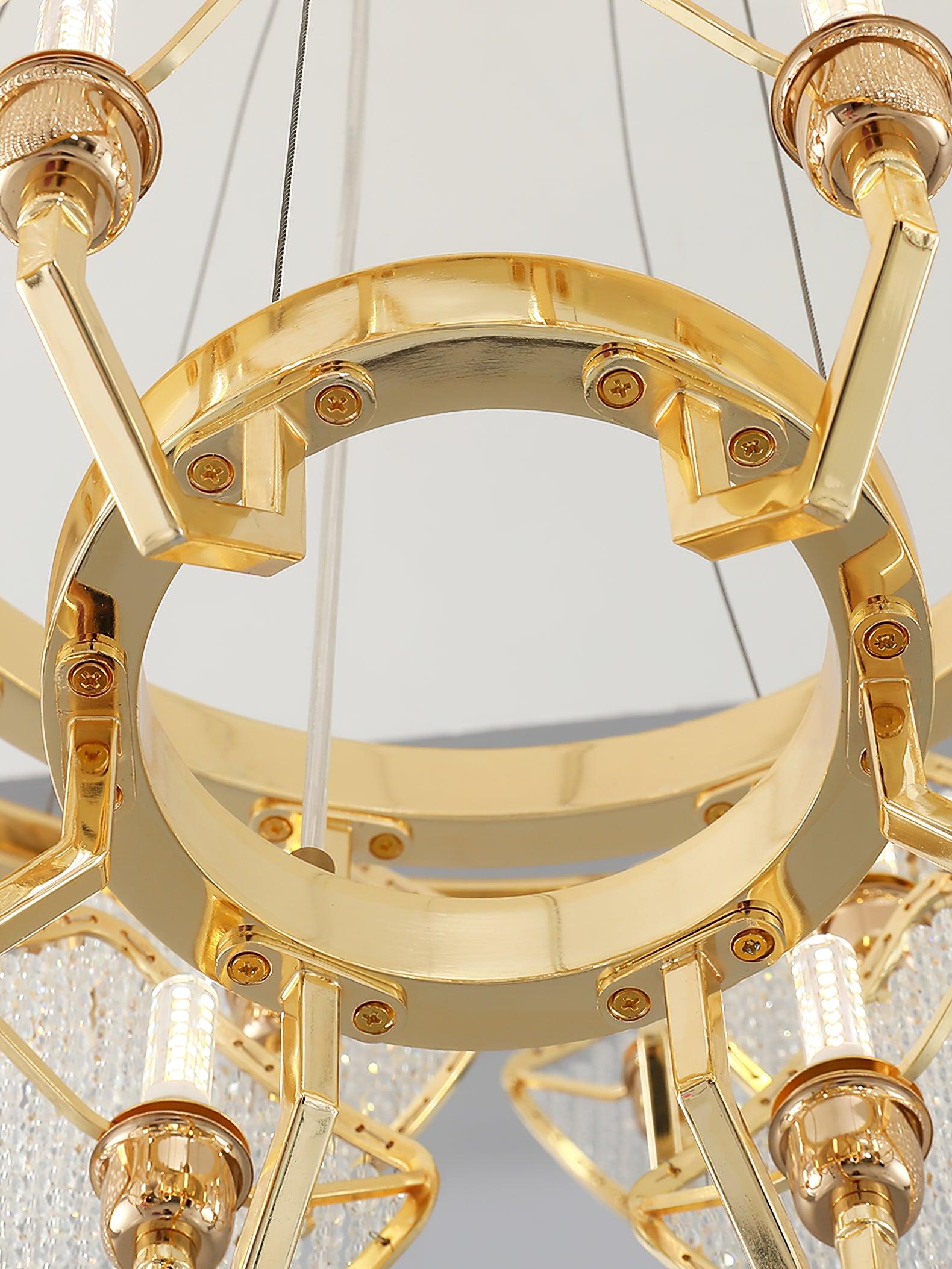 Aurora Chandelier Crystal Leaf Double-Tier - Letslighting