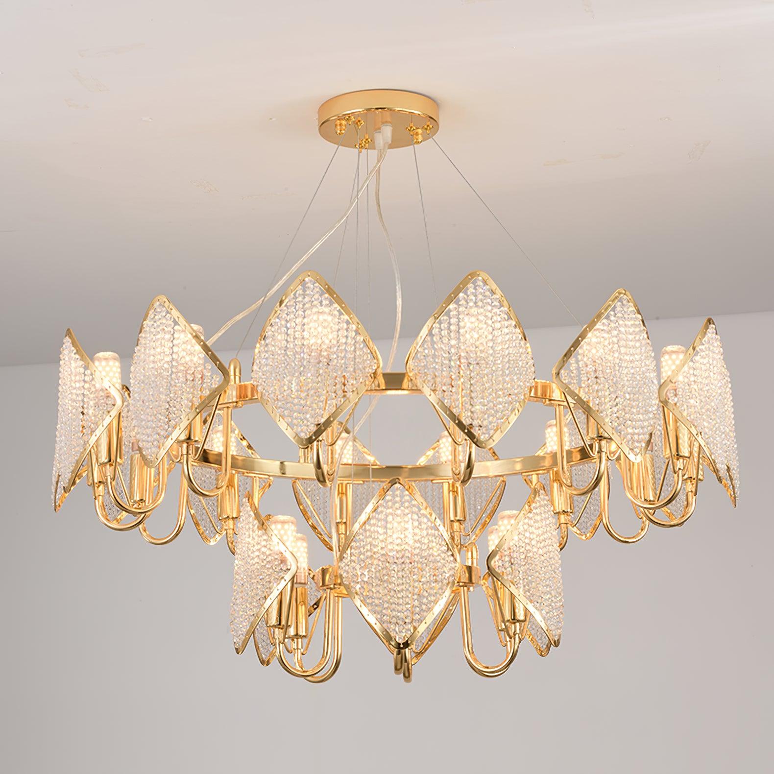 Aurora Chandelier Crystal Leaf Double-Tier - Letslighting