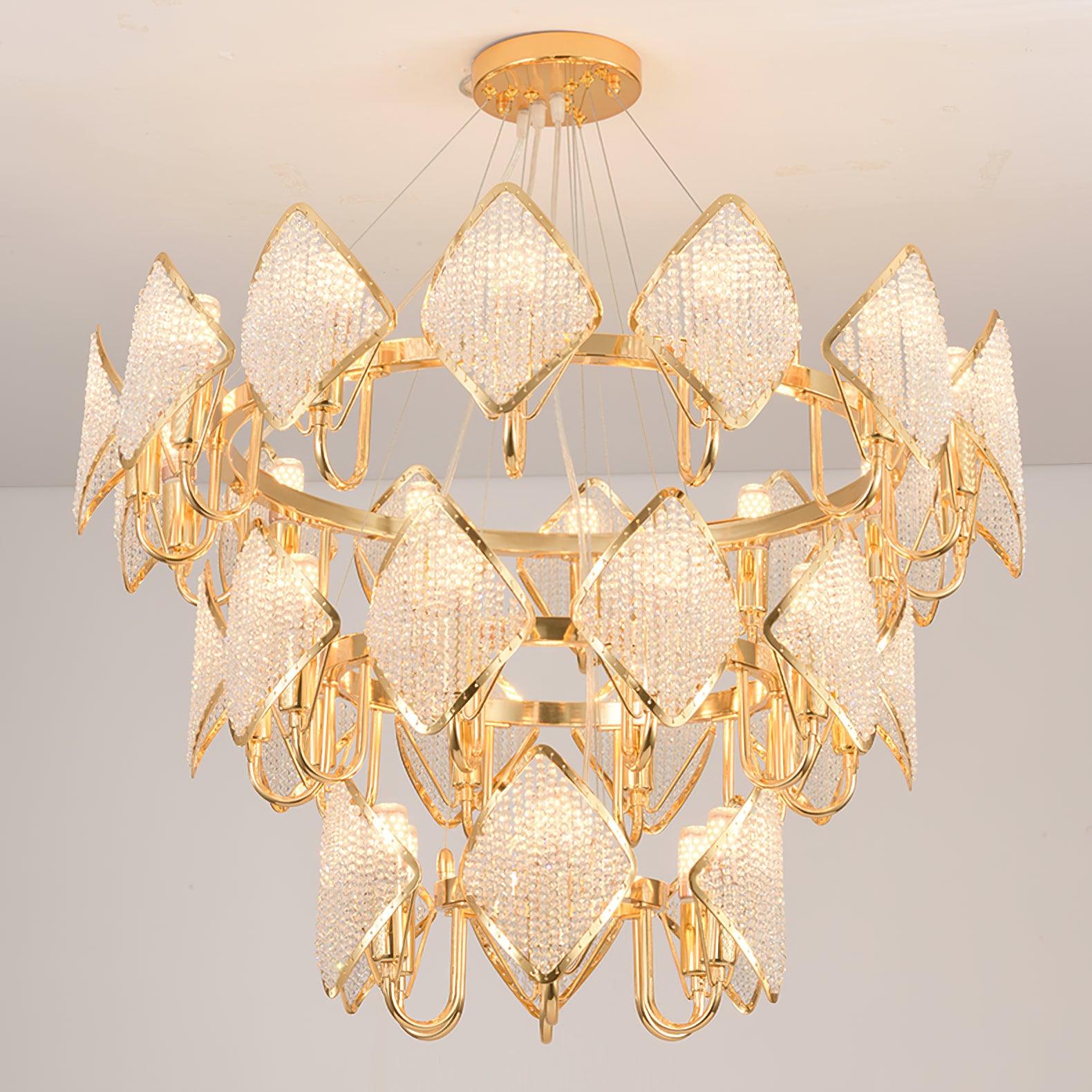 Aurora Chandelier Crystal Leaf Double-Tier - Letslighting