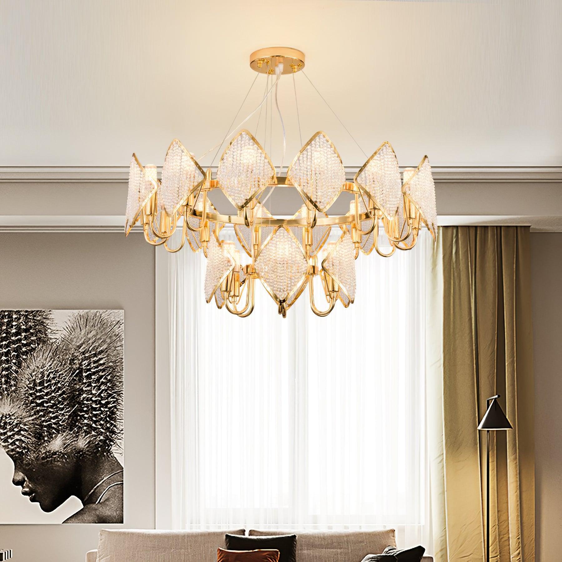 Aurora Chandelier Crystal Leaf Double-Tier - Letslighting