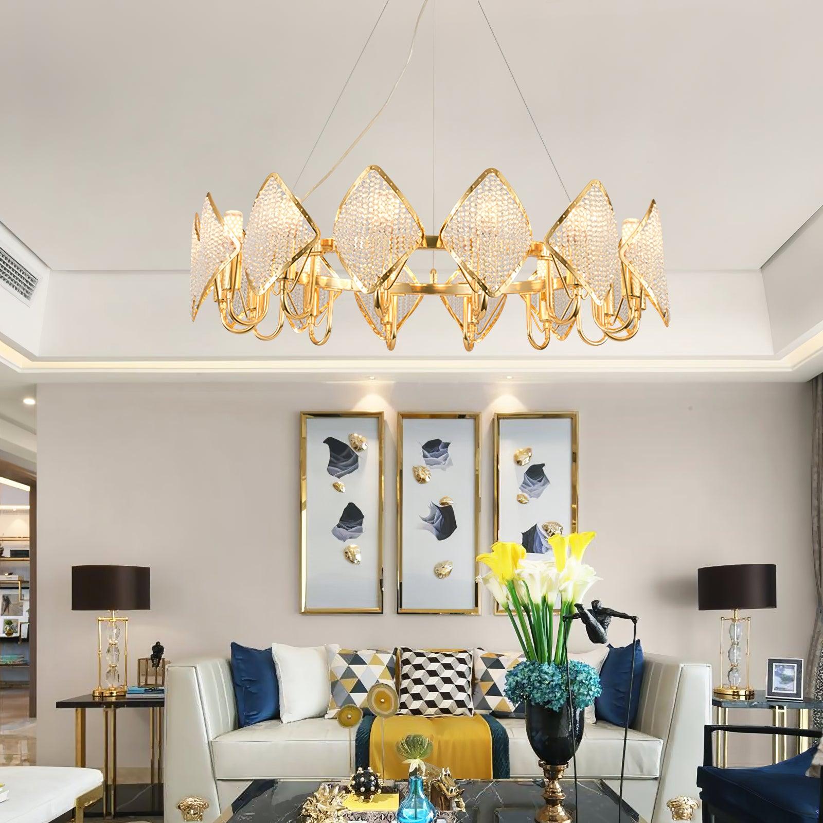 Aurora Chandelier Crystal Leaf Double-Tier - Letslighting