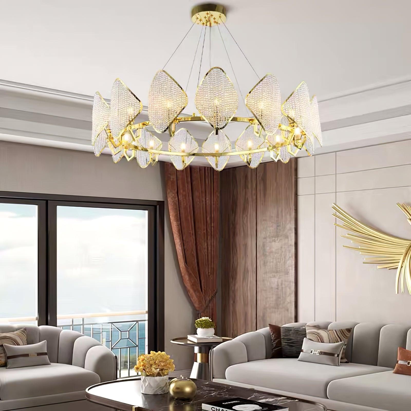 Aurora Chandelier Crystal Leaf Double-Tier - Letslighting