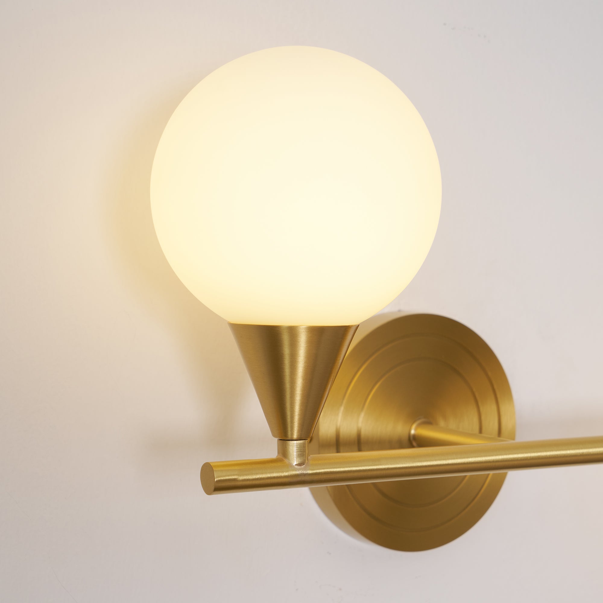 Holten Modern Minimalist Armed Brass Glass Sconce Wall Lamp - Letslighting