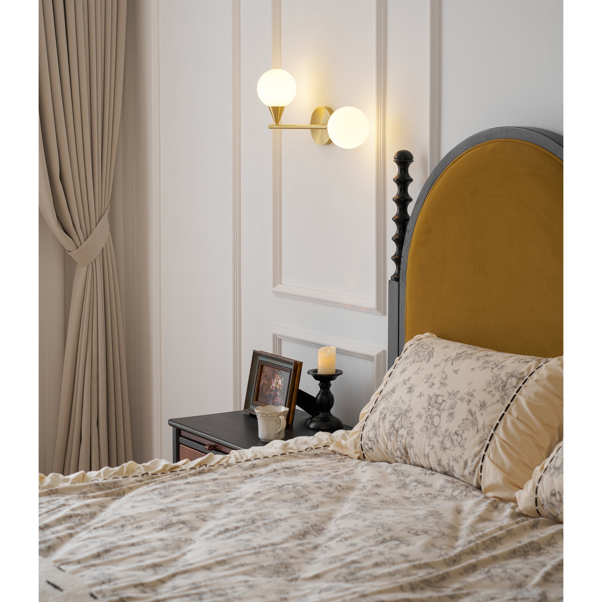 Holten Modern Minimalist Armed Brass Glass Sconce Wall Lamp - Letslighting
