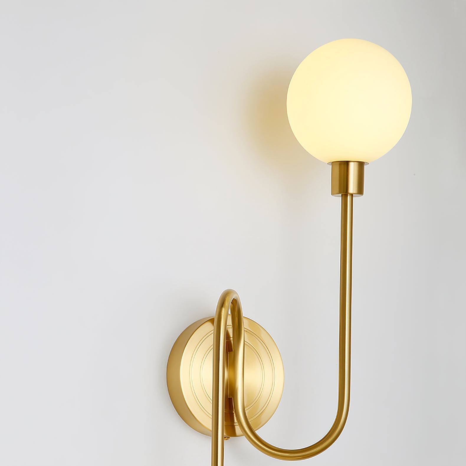 Holten Modern Minimalist Armed Brass Glass Sconce Wall Lamp - Letslighting
