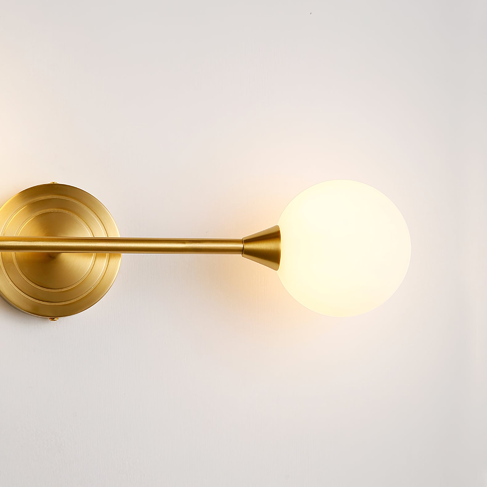 Holten Modern Minimalist Armed Brass Glass Sconce Wall Lamp - Letslighting