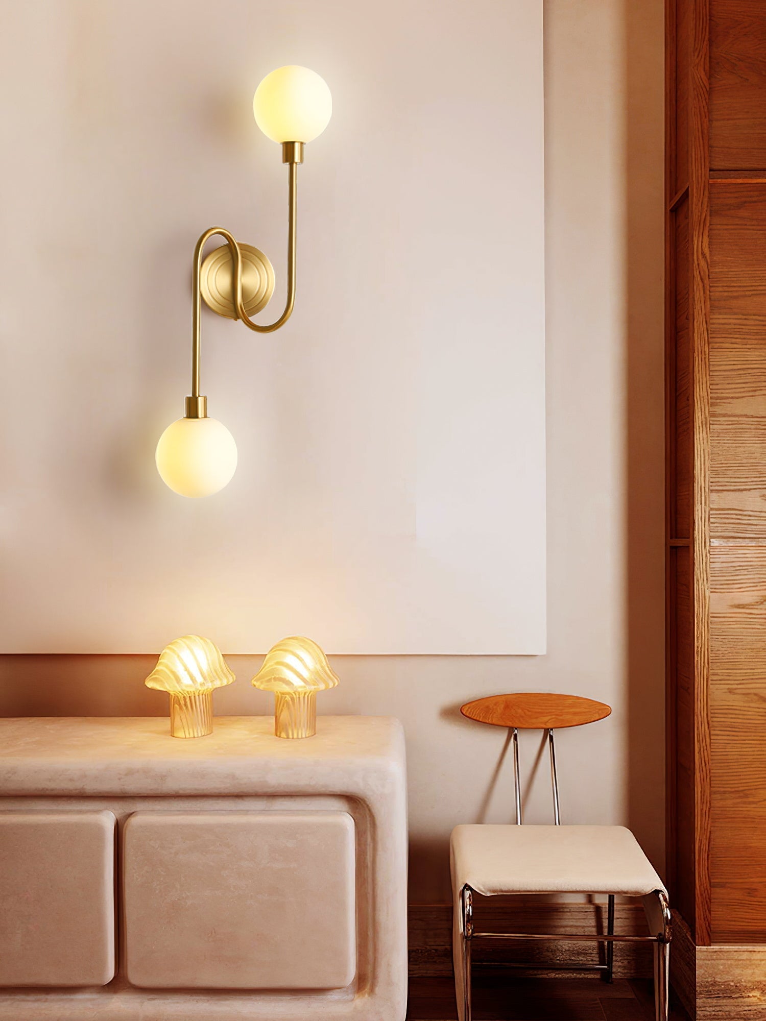 Holten Modern Minimalist Armed Brass Glass Sconce Wall Lamp - Letslighting