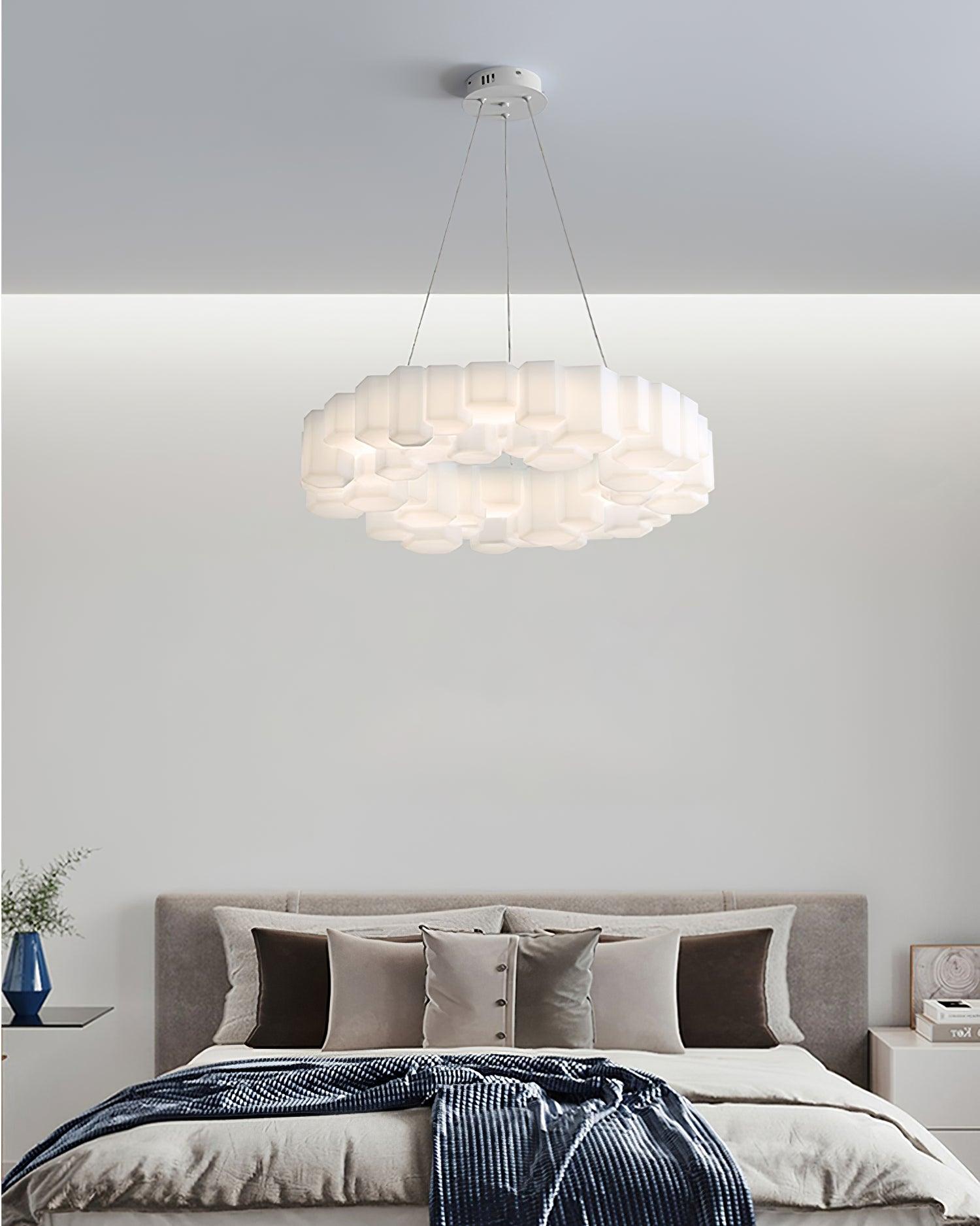 Lustra Chandelier Honeycomb Glossy White Polycarbonate - Letslighting