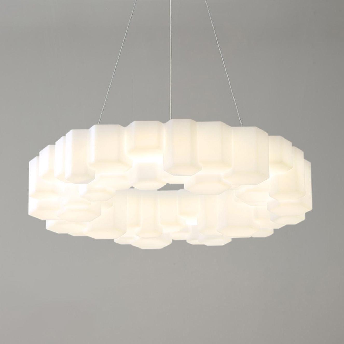 Lustra Chandelier Honeycomb Glossy White Polycarbonate - Letslighting