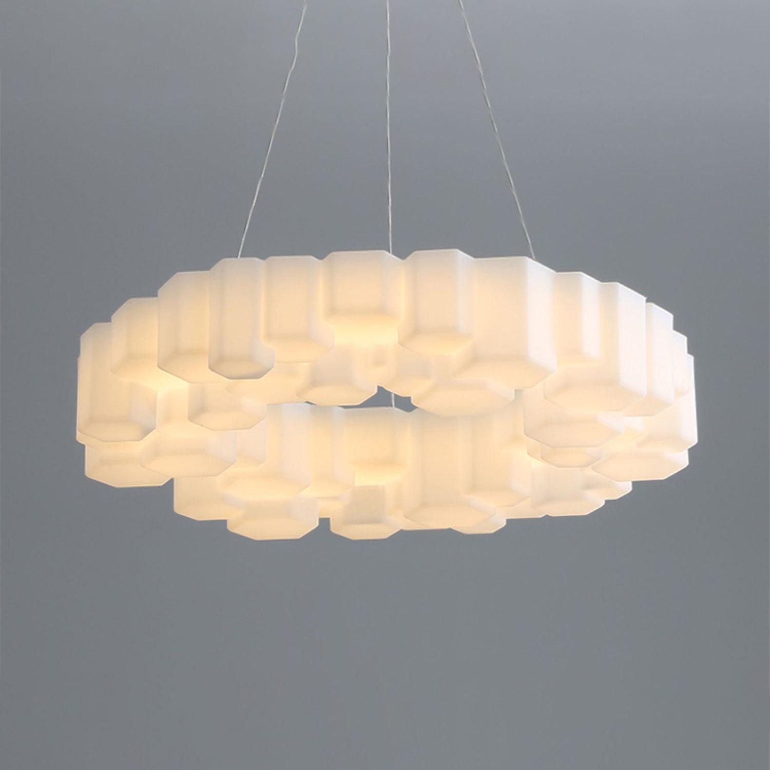 Lustra Chandelier Honeycomb Glossy White Polycarbonate - Letslighting