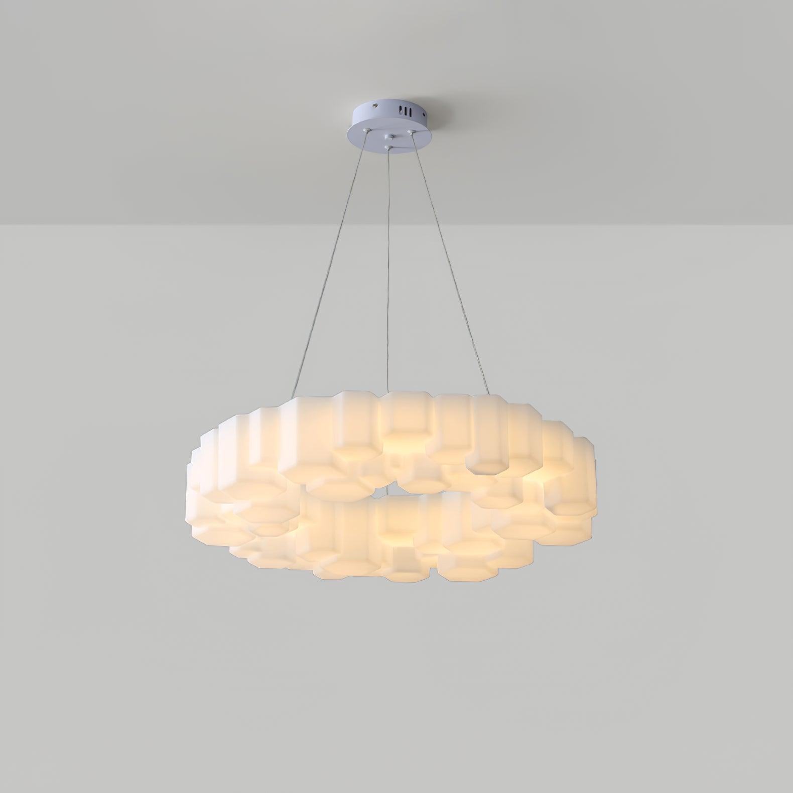 Lustra Chandelier Honeycomb Glossy White Polycarbonate - Letslighting