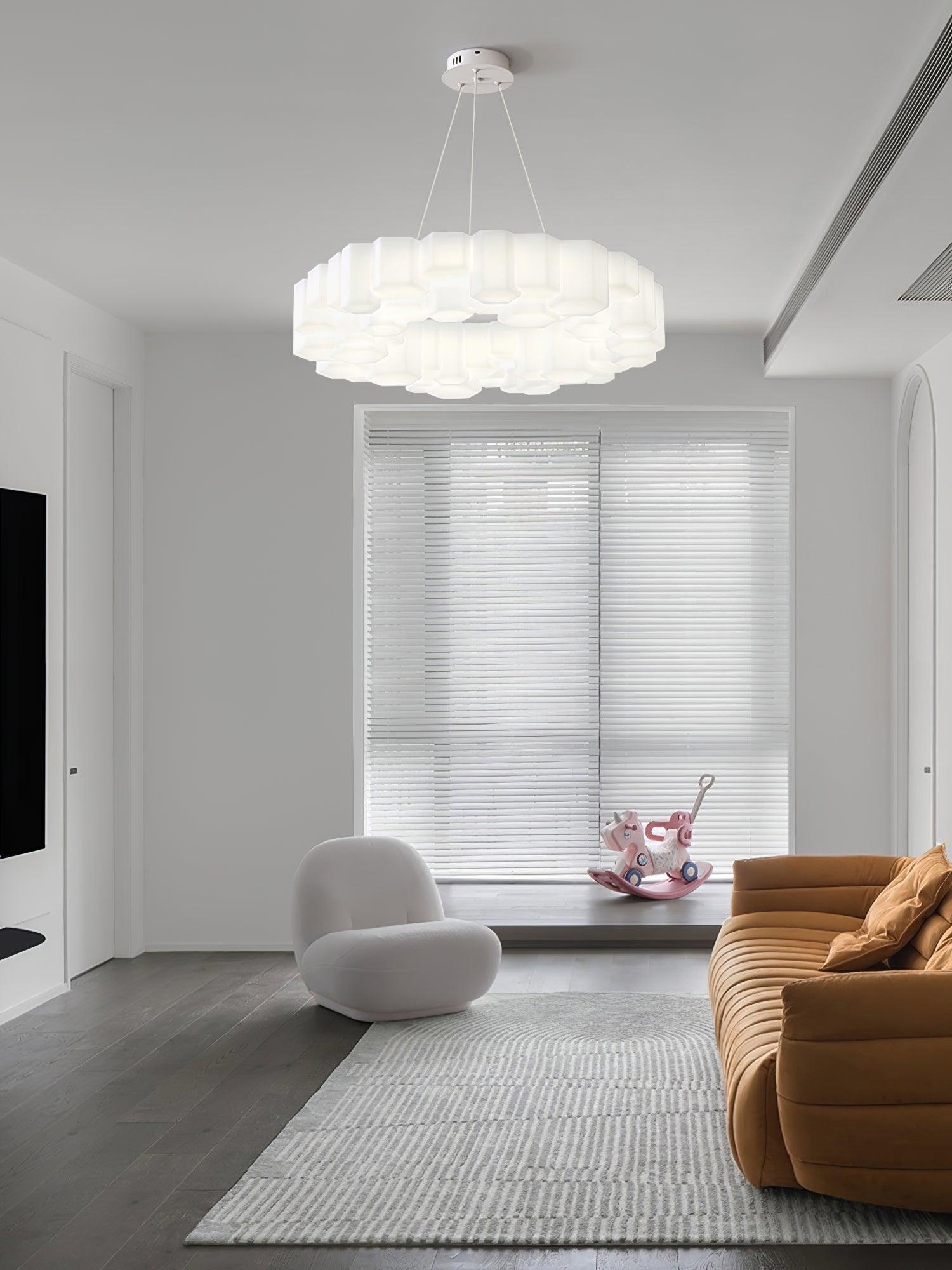 Lustra Chandelier Honeycomb Glossy White Polycarbonate - Letslighting