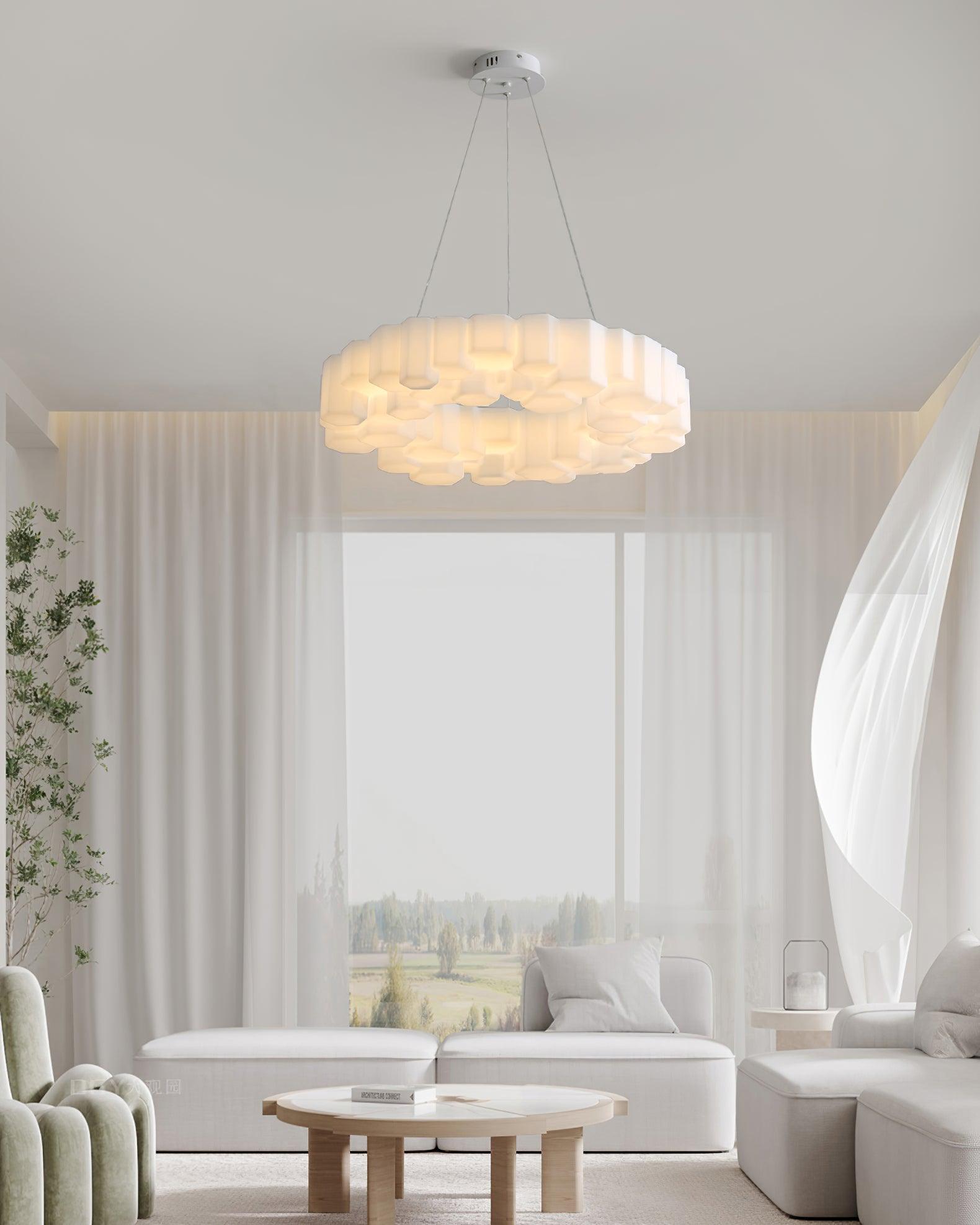 Lustra Chandelier Honeycomb Glossy White Polycarbonate - Letslighting