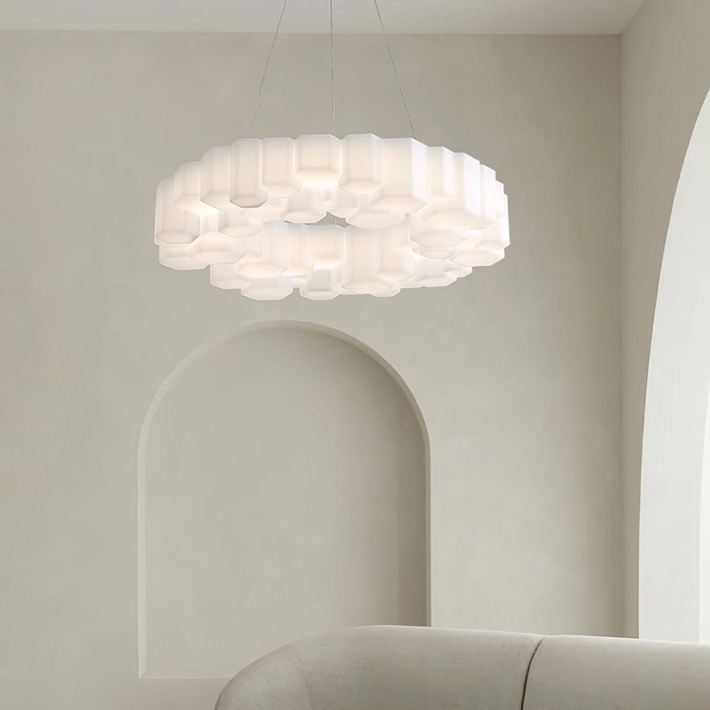Lustra Chandelier Honeycomb Glossy White Polycarbonate - Letslighting