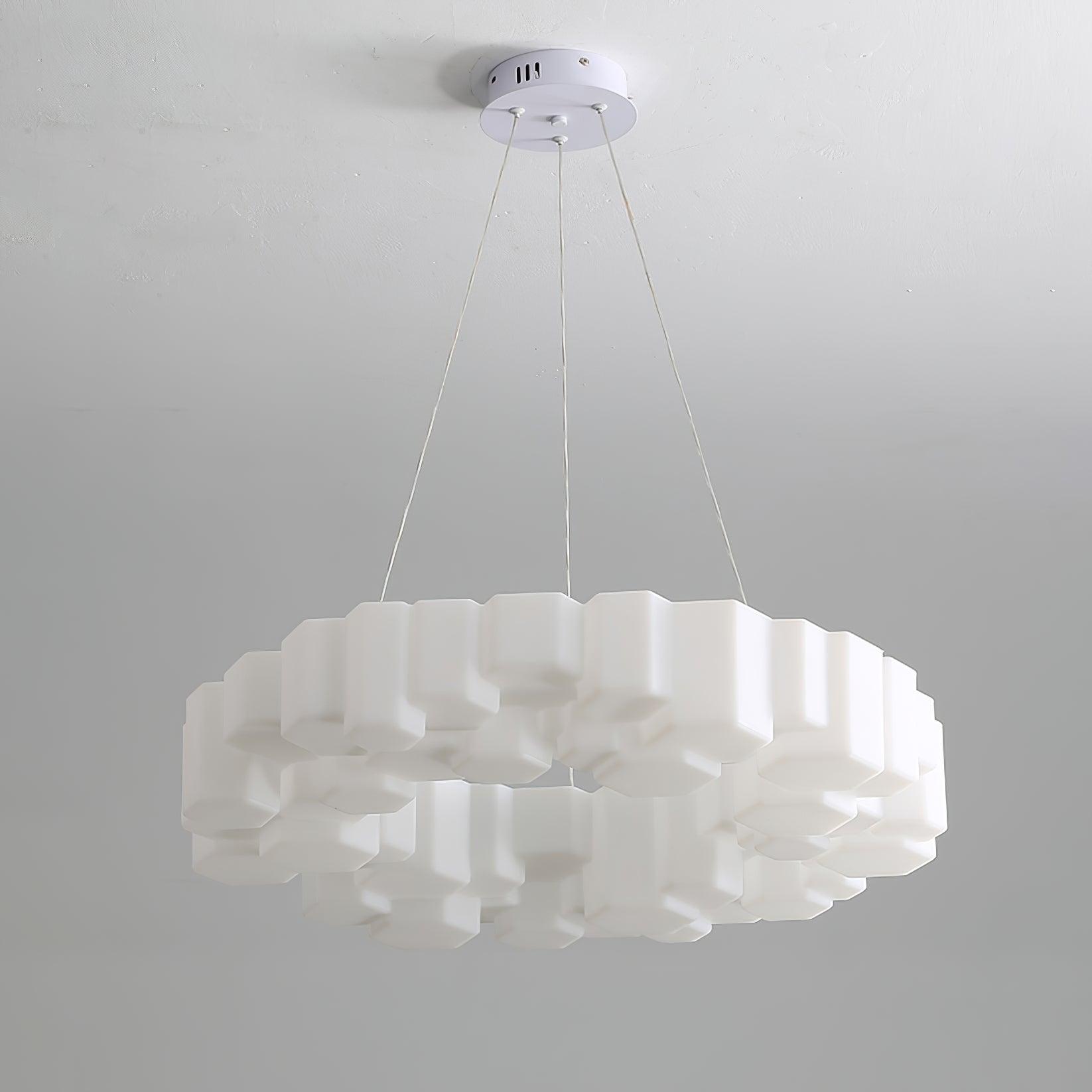 Lustra Chandelier Honeycomb Glossy White Polycarbonate - Letslighting