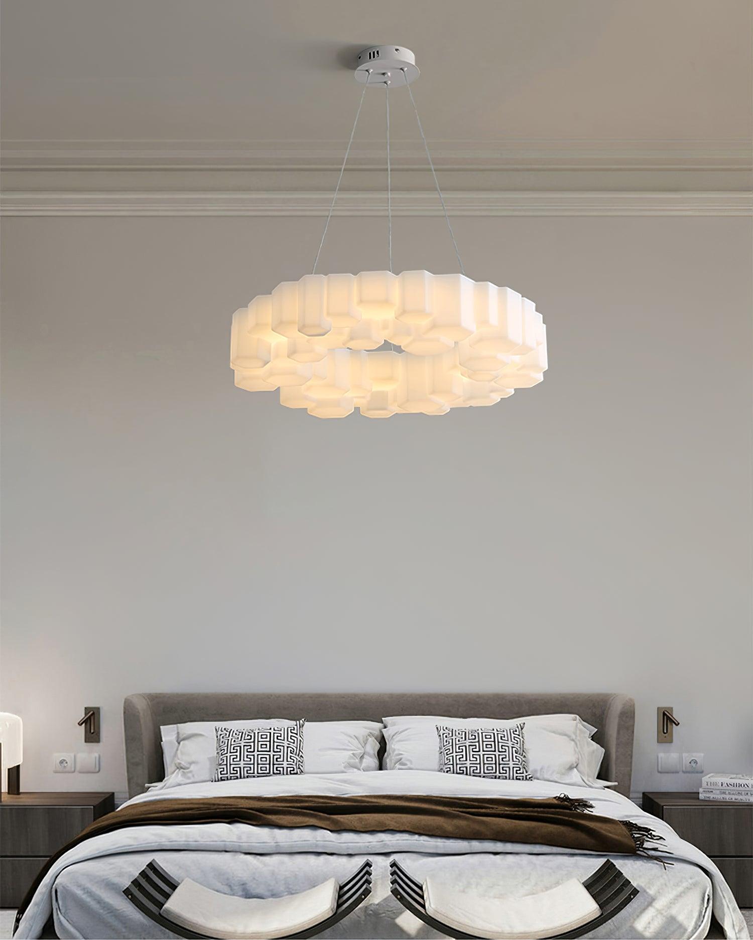 Lustra Chandelier Honeycomb Glossy White Polycarbonate - Letslighting