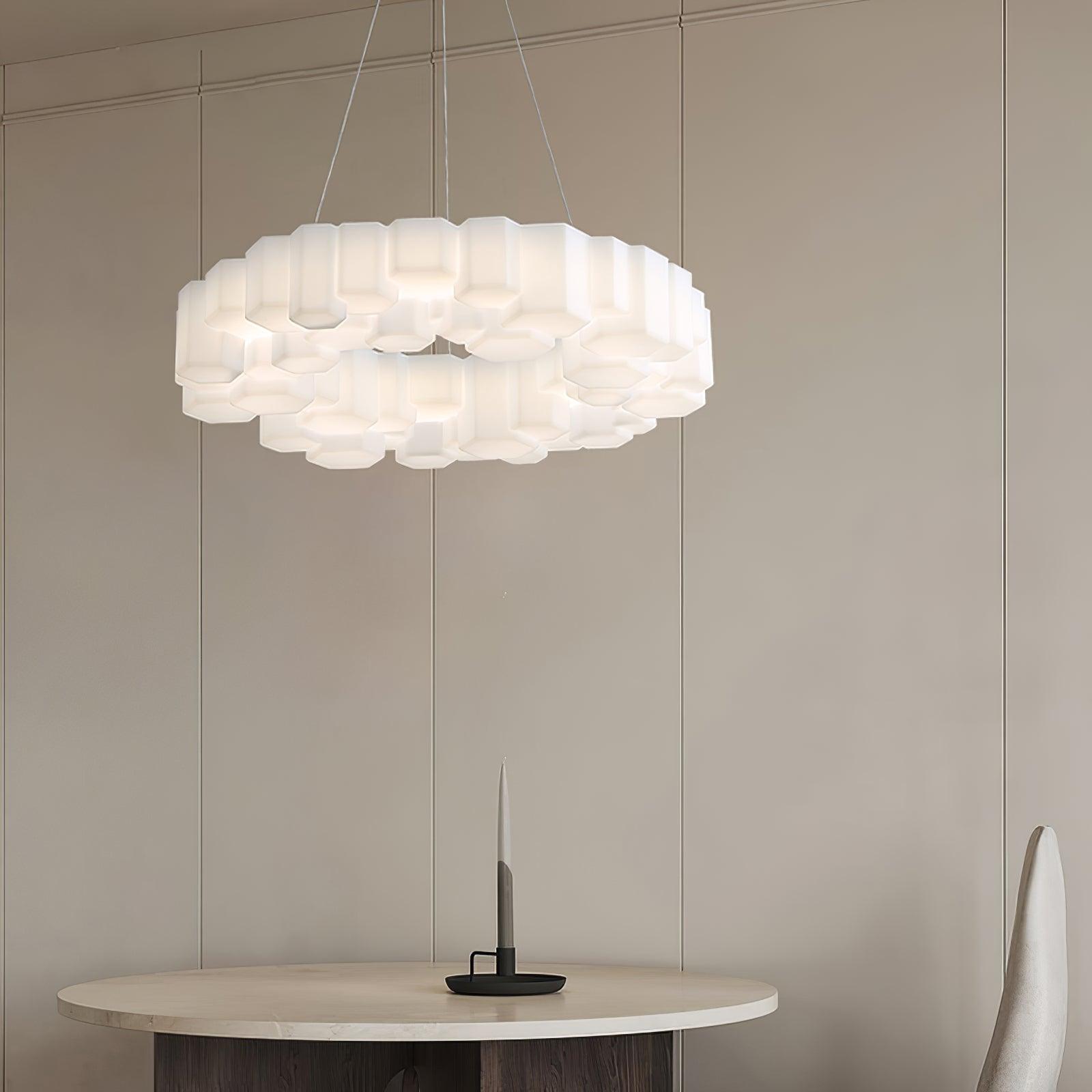 Lustra Chandelier Honeycomb Glossy White Polycarbonate - Letslighting