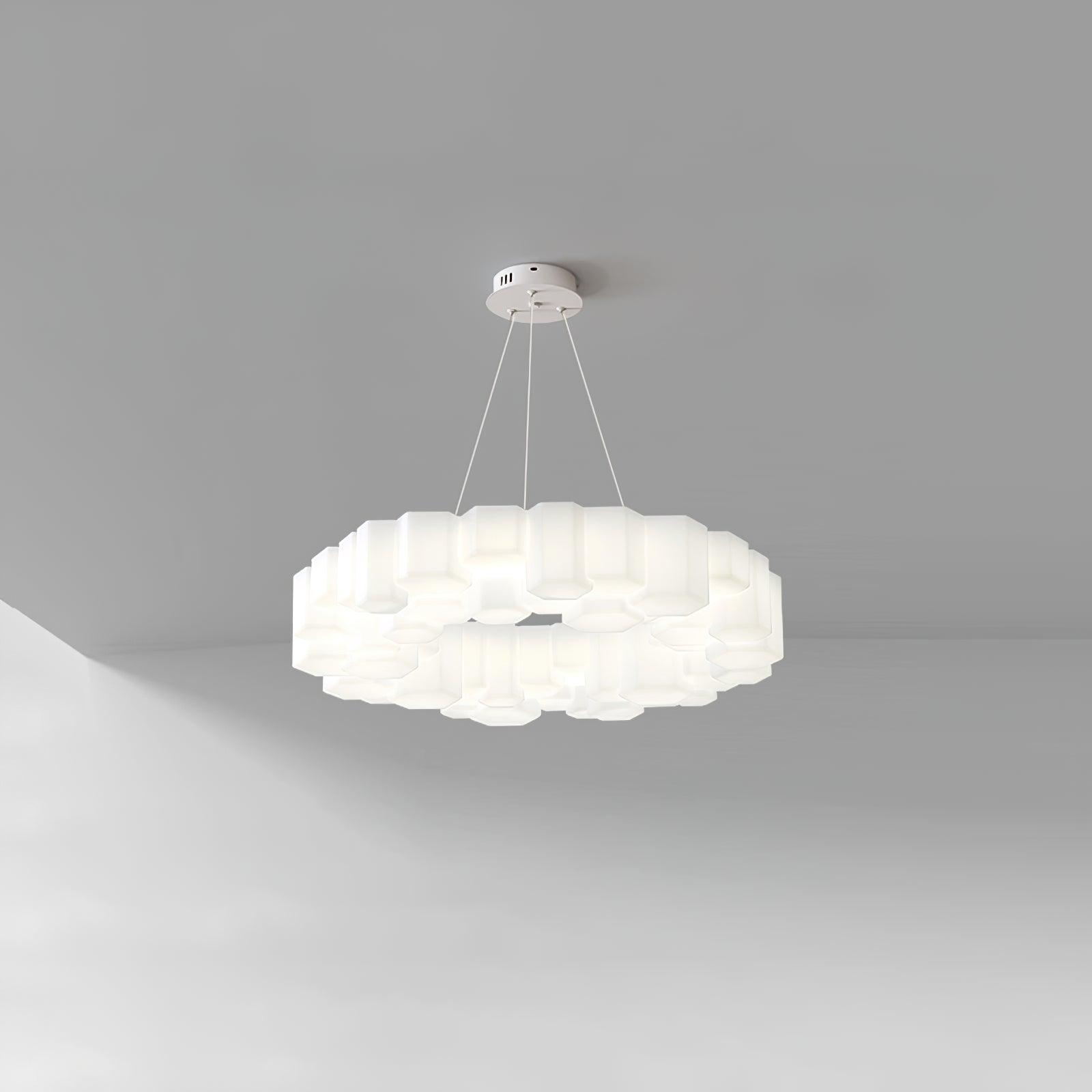Lustra Chandelier Honeycomb Glossy White Polycarbonate - Letslighting