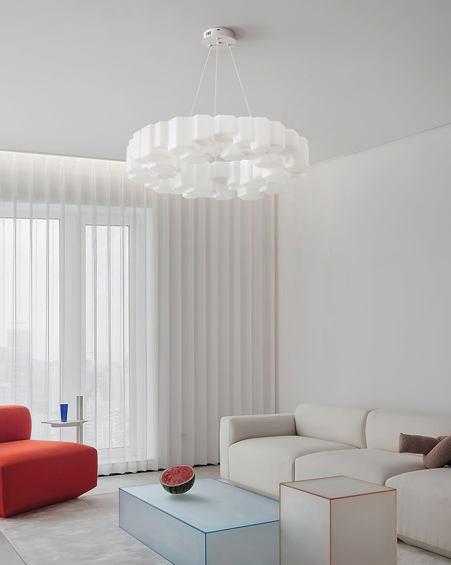 Lustra Chandelier Honeycomb Glossy White Polycarbonate - Letslighting
