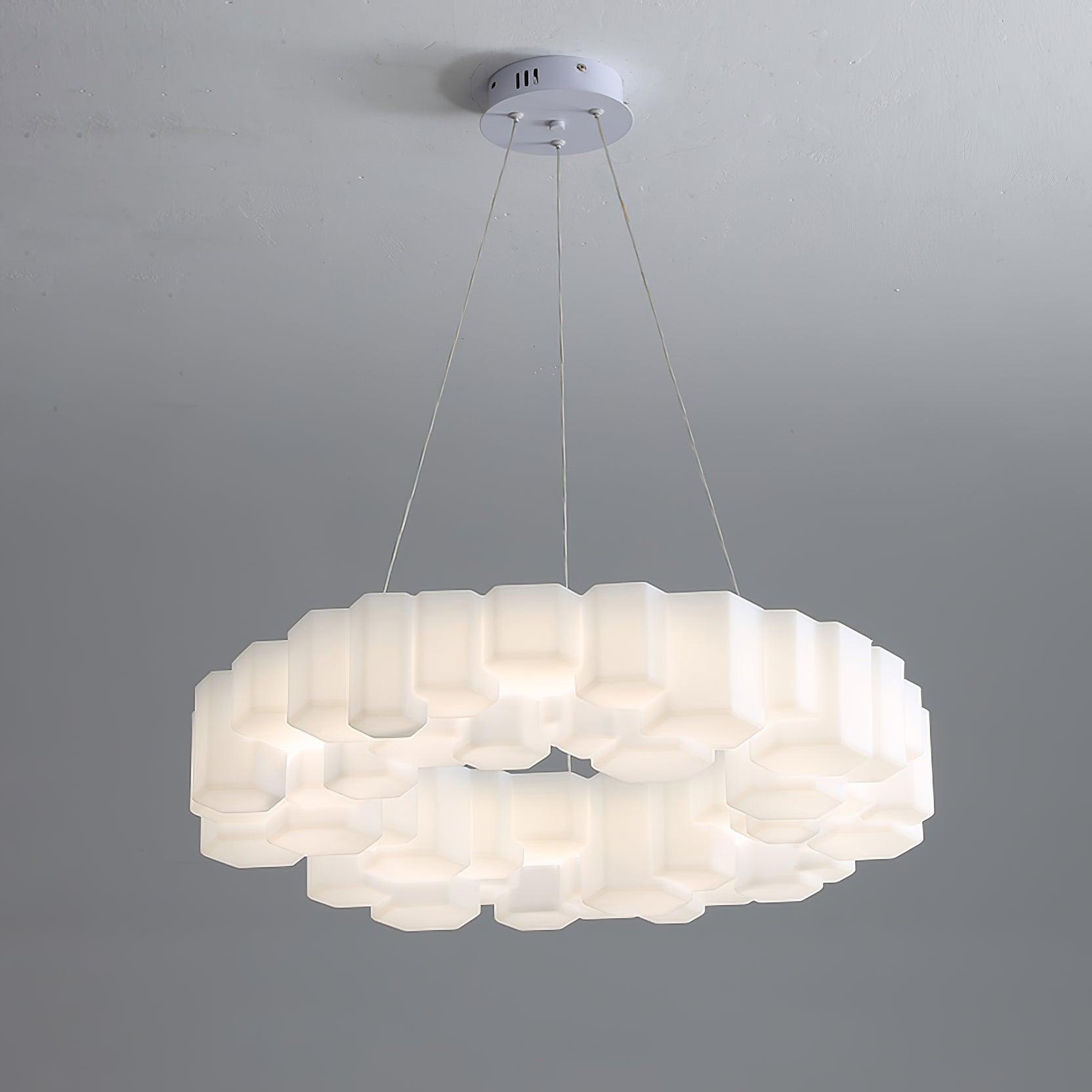 Lustra Chandelier Honeycomb Glossy White Polycarbonate - Letslighting