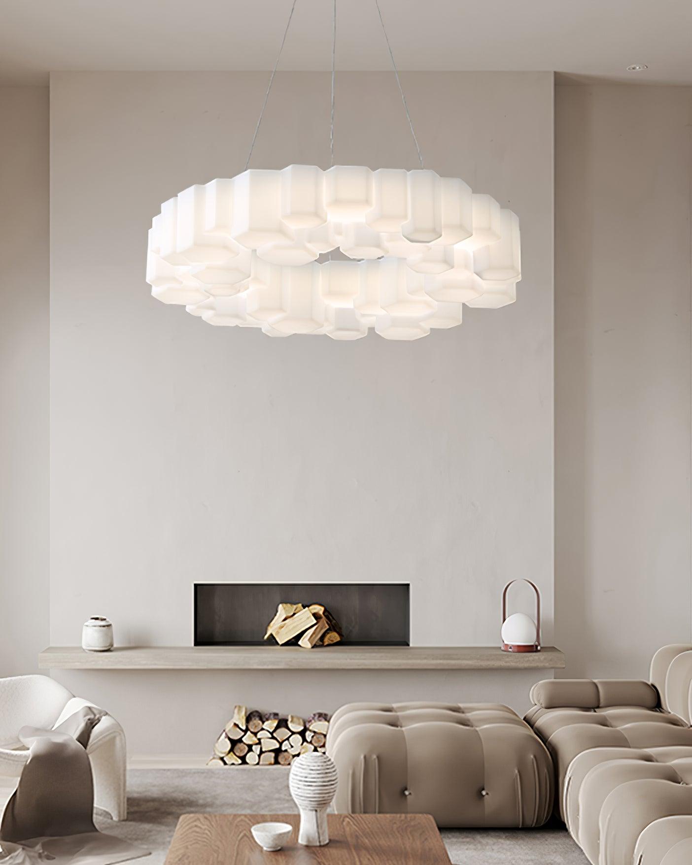Lustra Chandelier Honeycomb Glossy White Polycarbonate - Letslighting