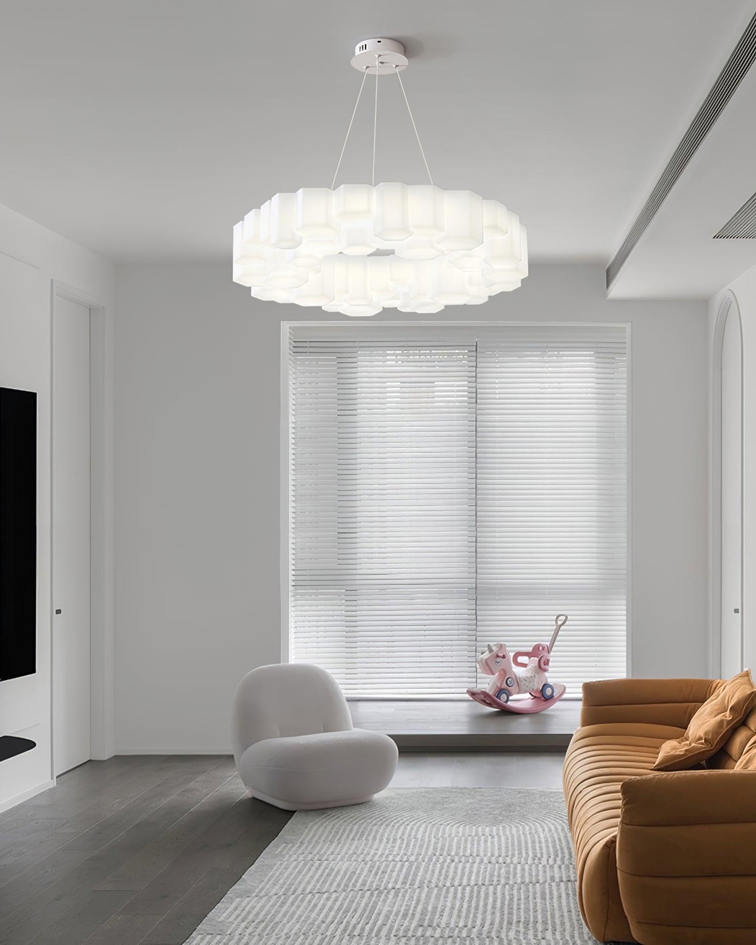 Lustra Chandelier Honeycomb Glossy White Polycarbonate - Letslighting