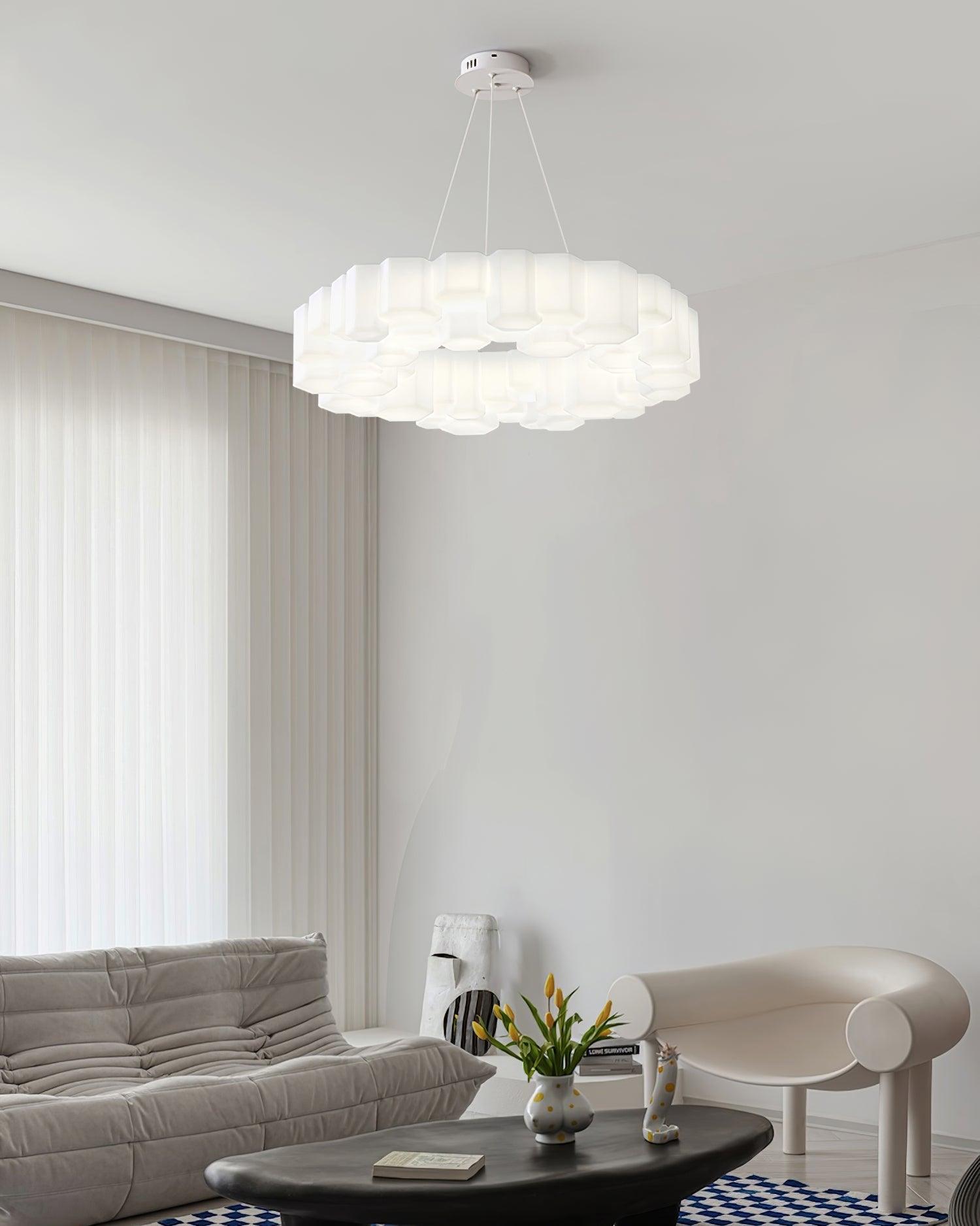 Lustra Chandelier Honeycomb Glossy White Polycarbonate - Letslighting