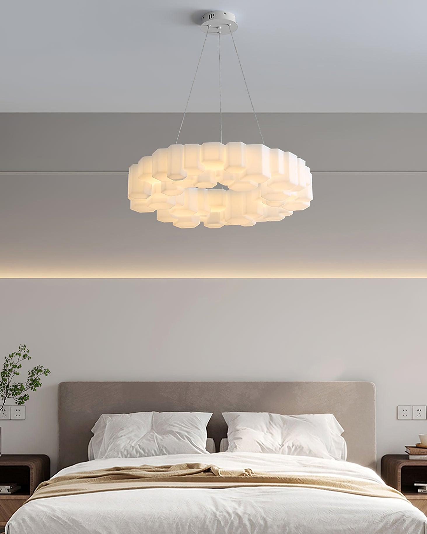 Lustra Chandelier Honeycomb Glossy White Polycarbonate - Letslighting