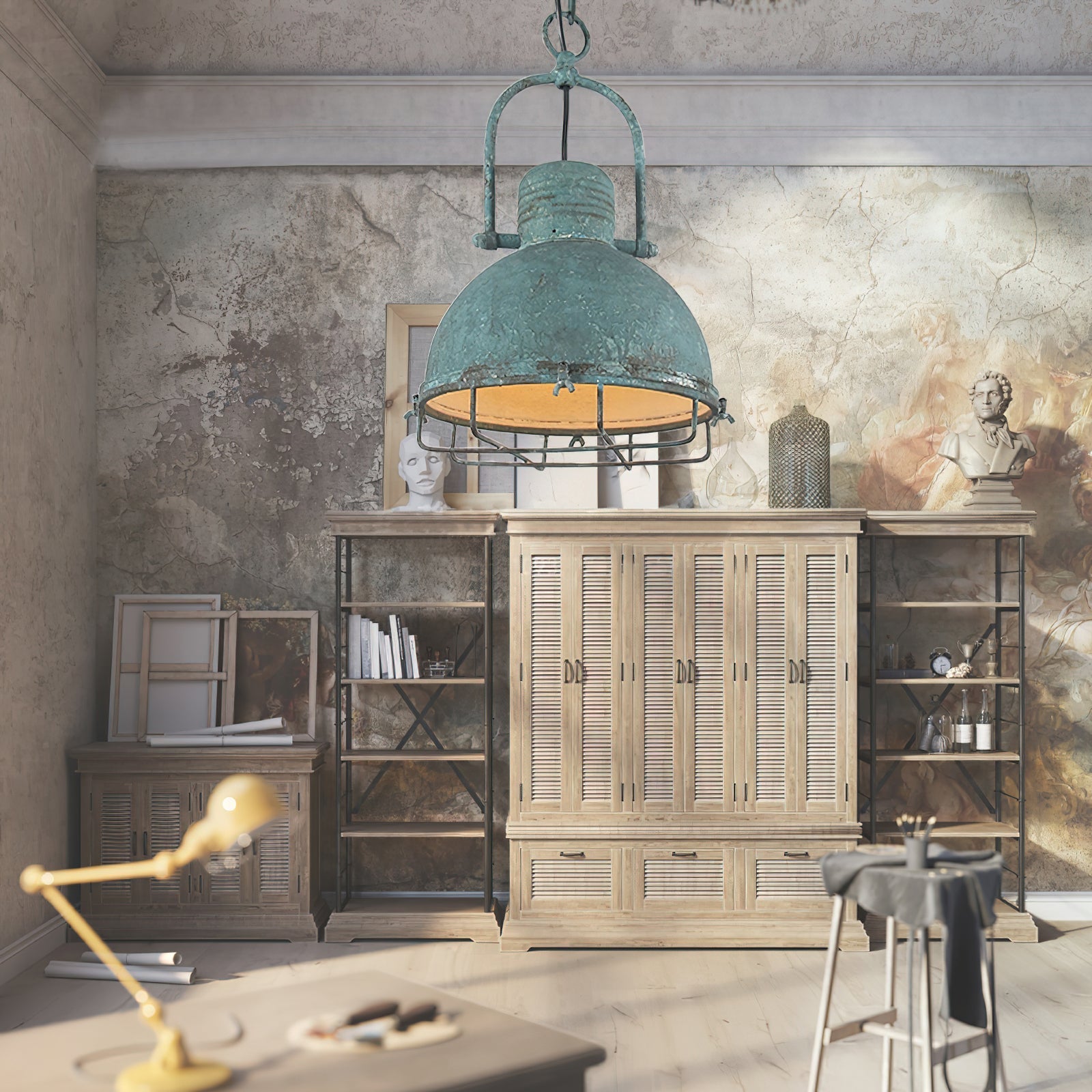 Hopedale Vintage Industrial Antique Green Pendant Light - Letslighting