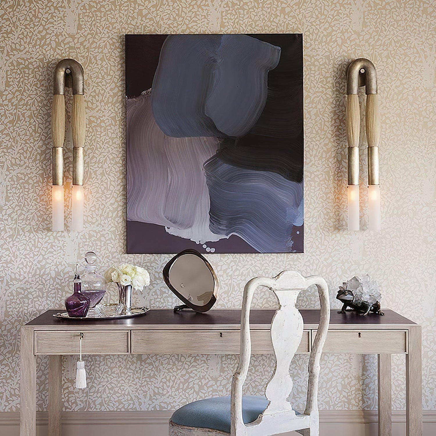 Lustra Wall Lamp Horsehair Glass Brass - Letslighting