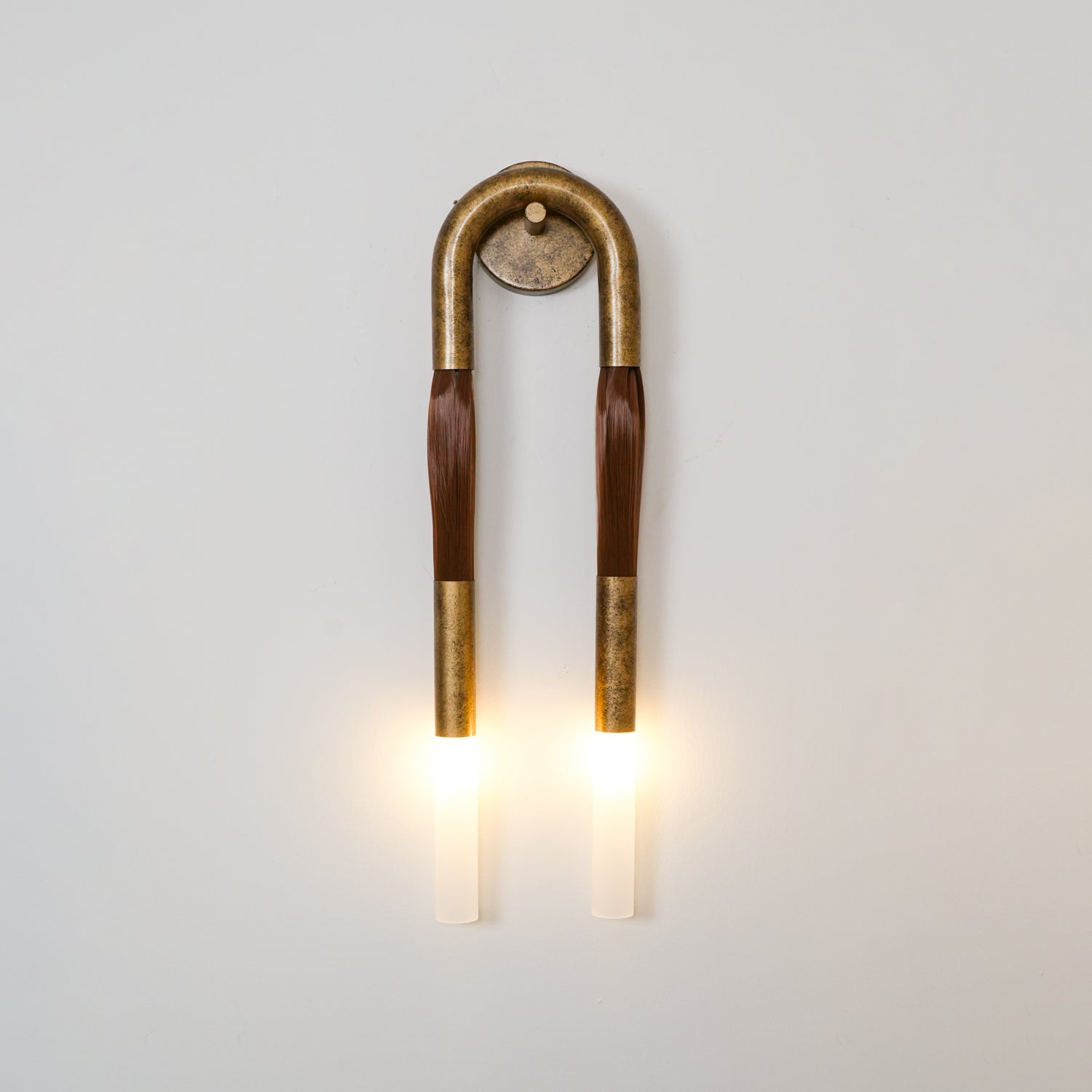 Lustra Wall Lamp Horsehair Glass Brass - Letslighting