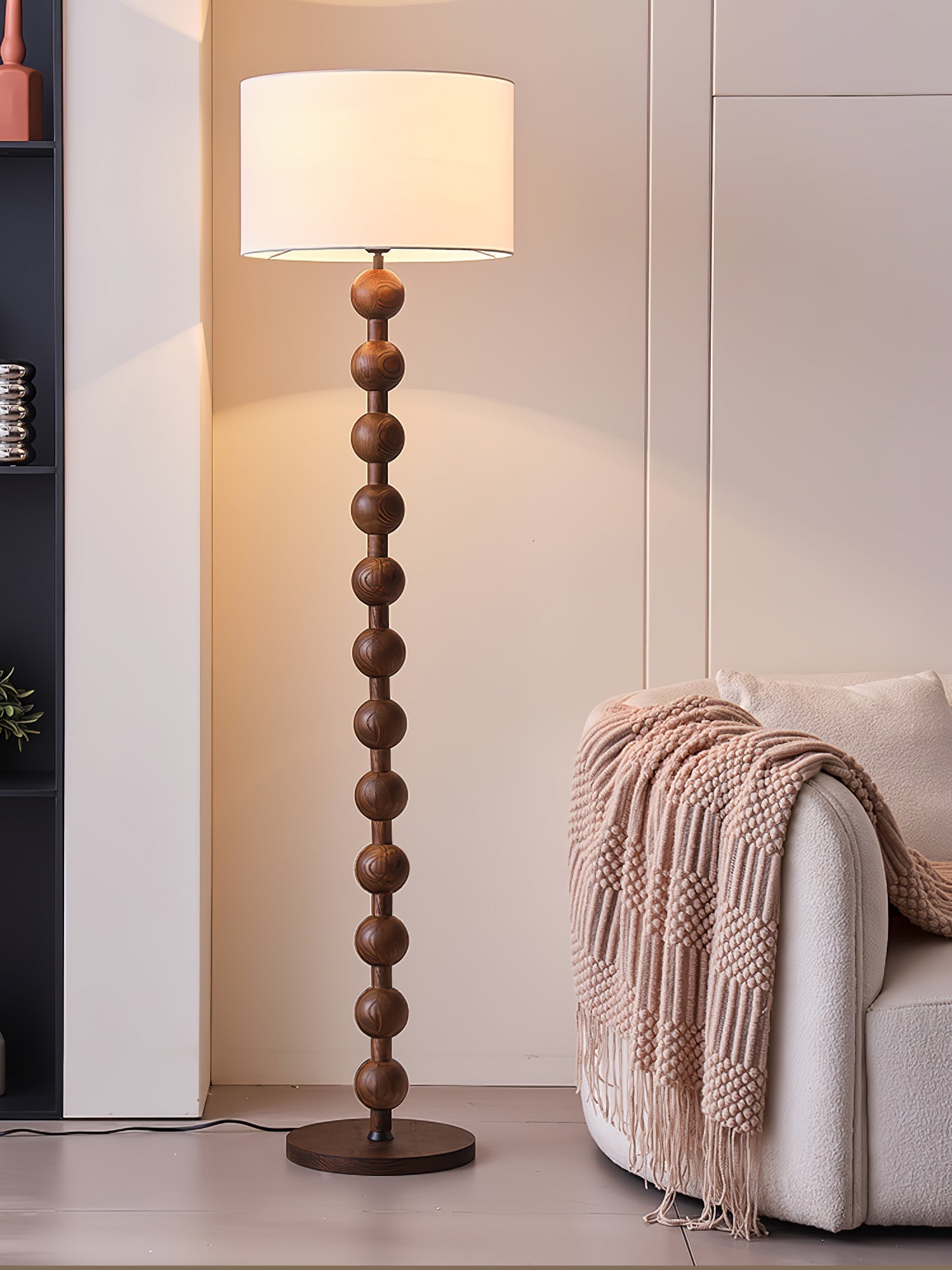 Pira Wood Fabric Floor Lamp - Letslighting