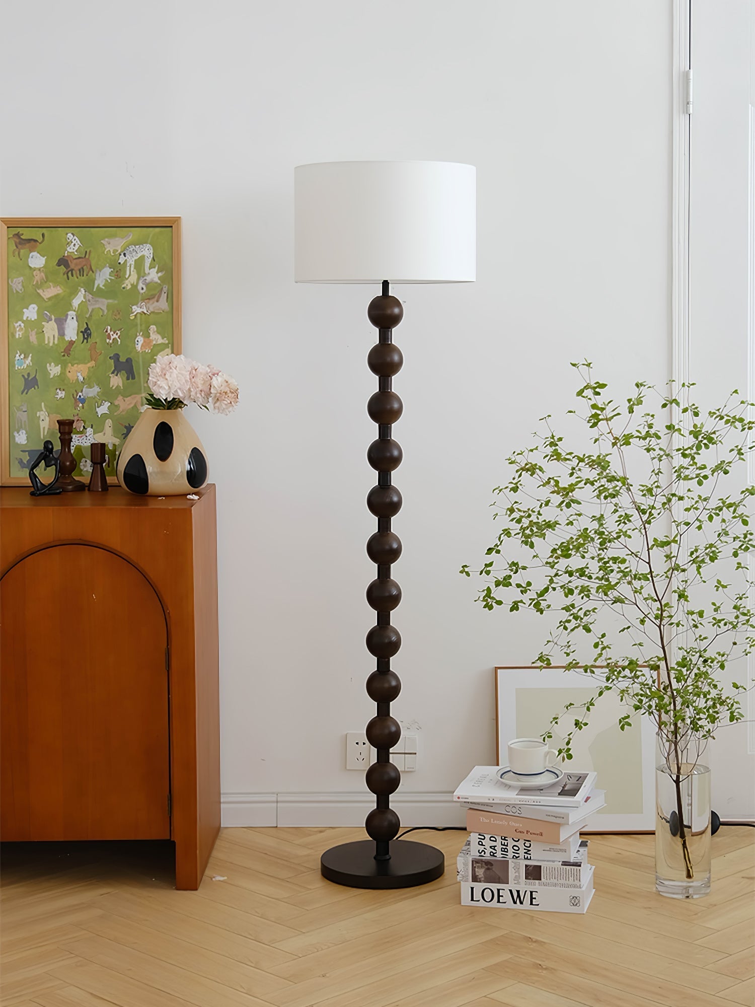 Pira Wood Fabric Floor Lamp - Letslighting