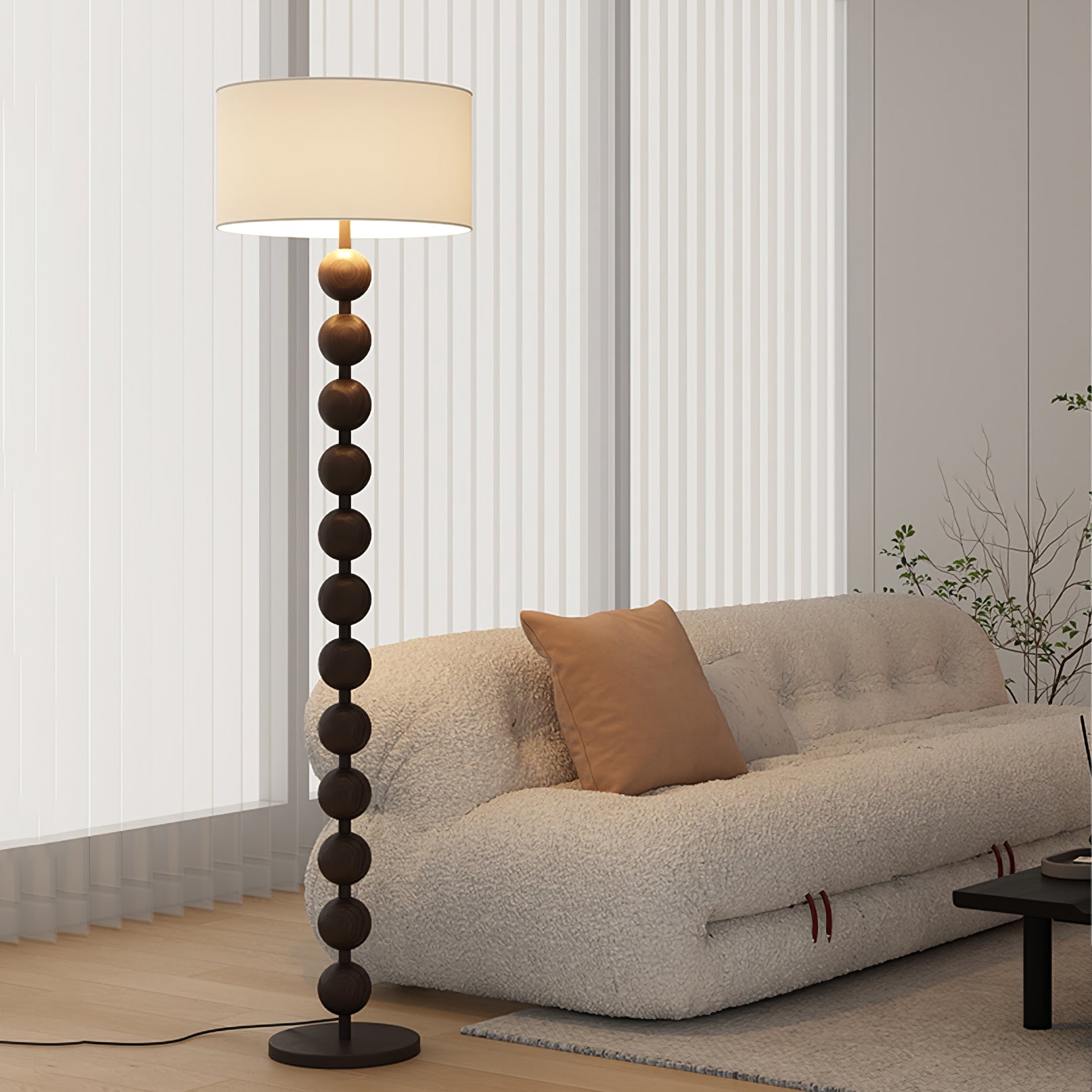Pira Wood Fabric Floor Lamp - Letslighting