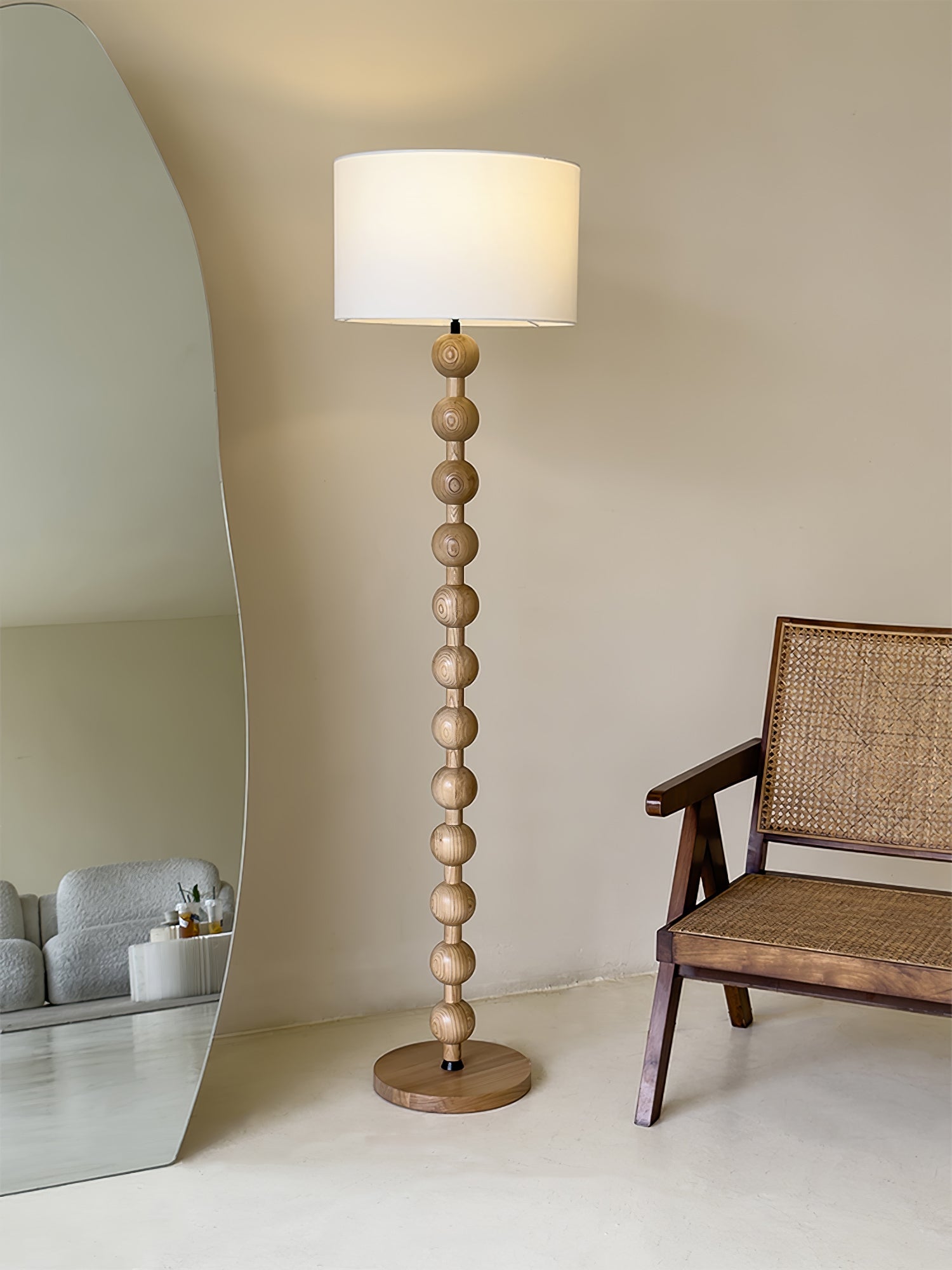 Pira Wood Fabric Floor Lamp - Letslighting