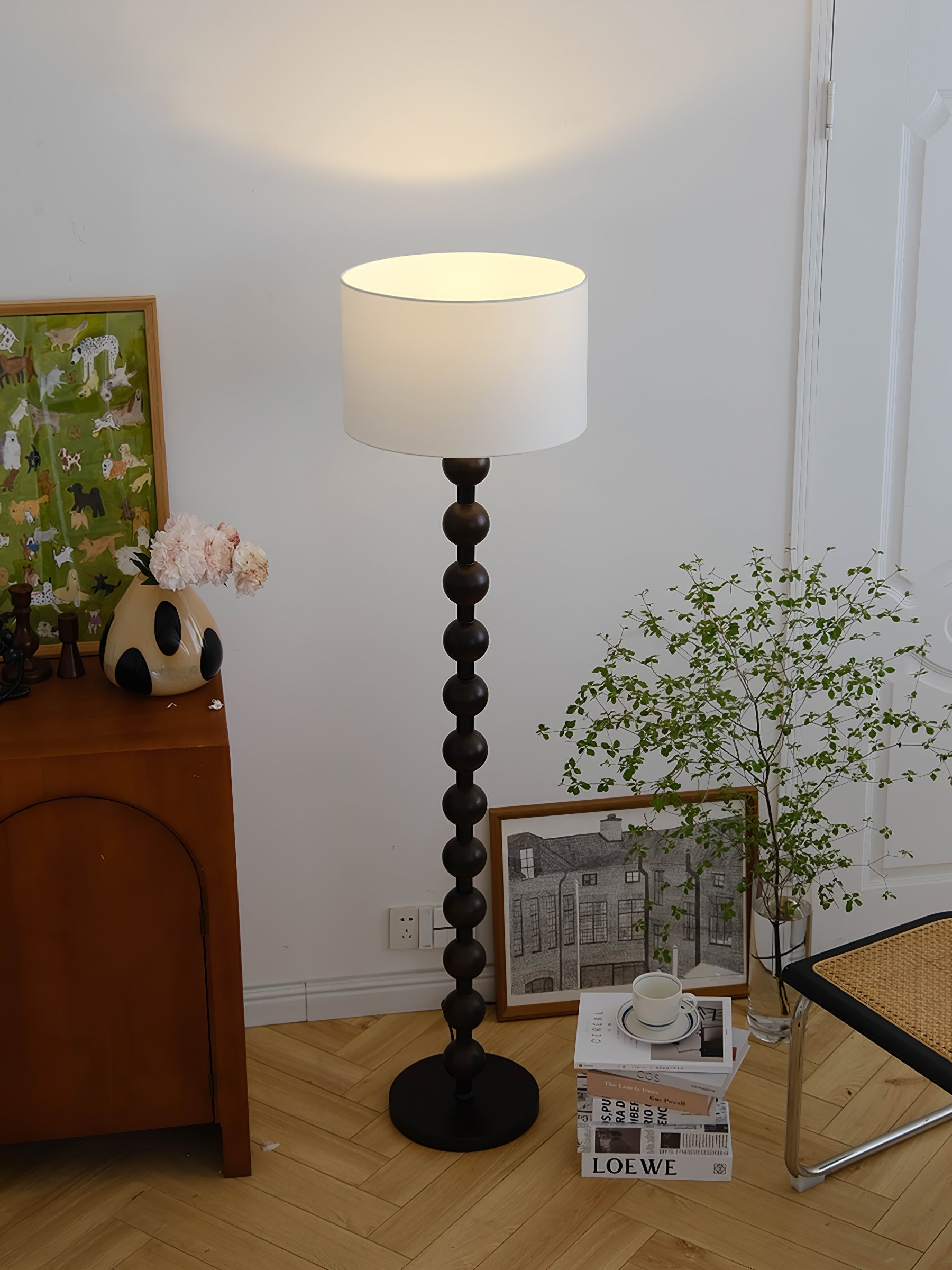 Pira Wood Fabric Floor Lamp - Letslighting