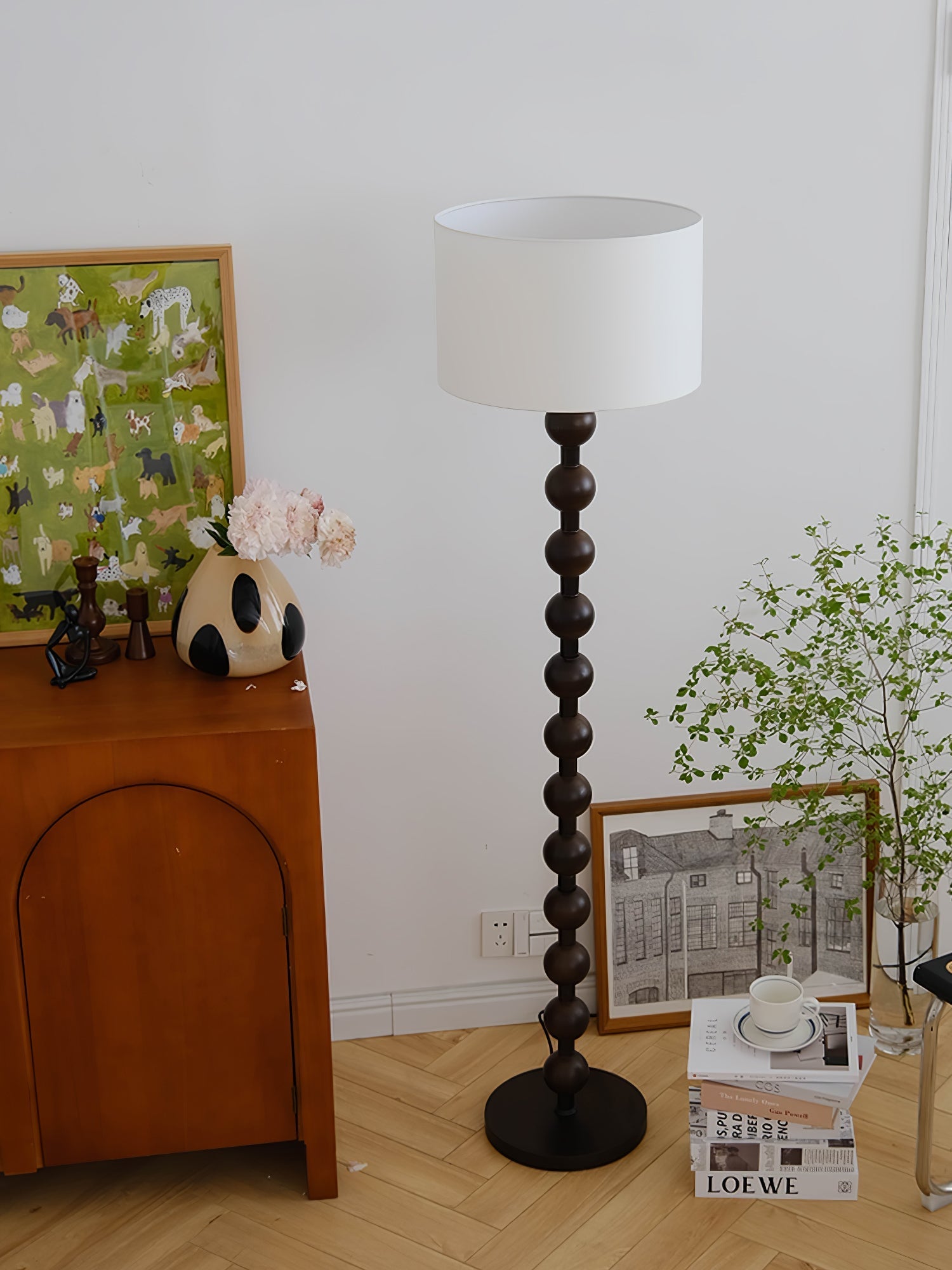 Pira Wood Fabric Floor Lamp - Letslighting