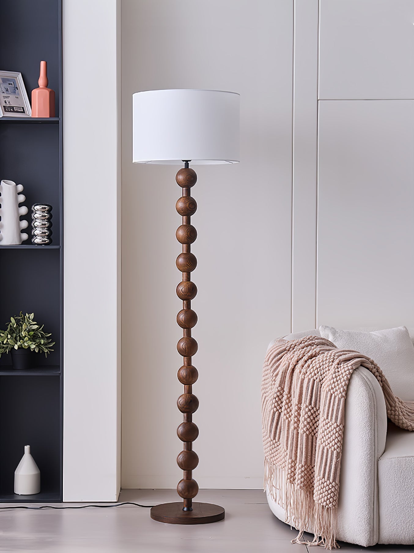 Pira Wood Fabric Floor Lamp - Letslighting