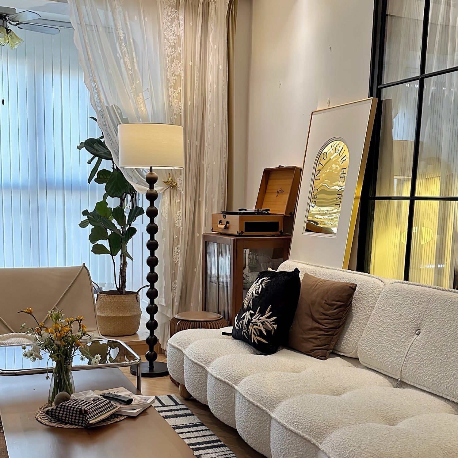 Pira Wood Fabric Floor Lamp - Letslighting