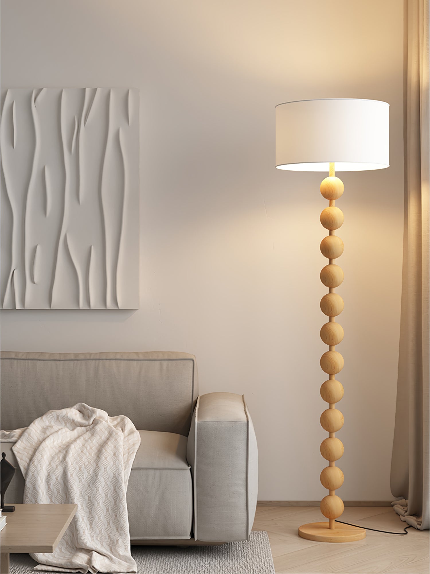 Pira Wood Fabric Floor Lamp - Letslighting