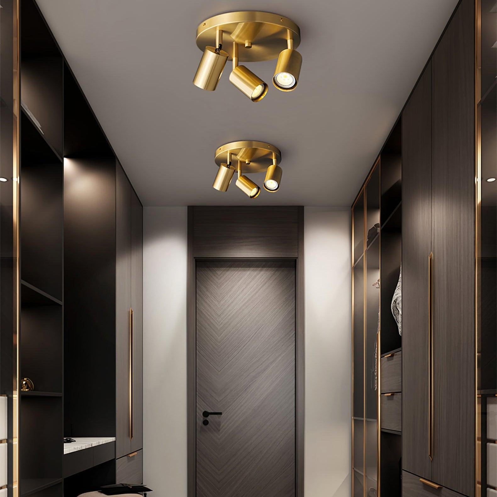 Solara Ceiling Lamp Brass Cylinder Adjustable Contemporary - Letslighting