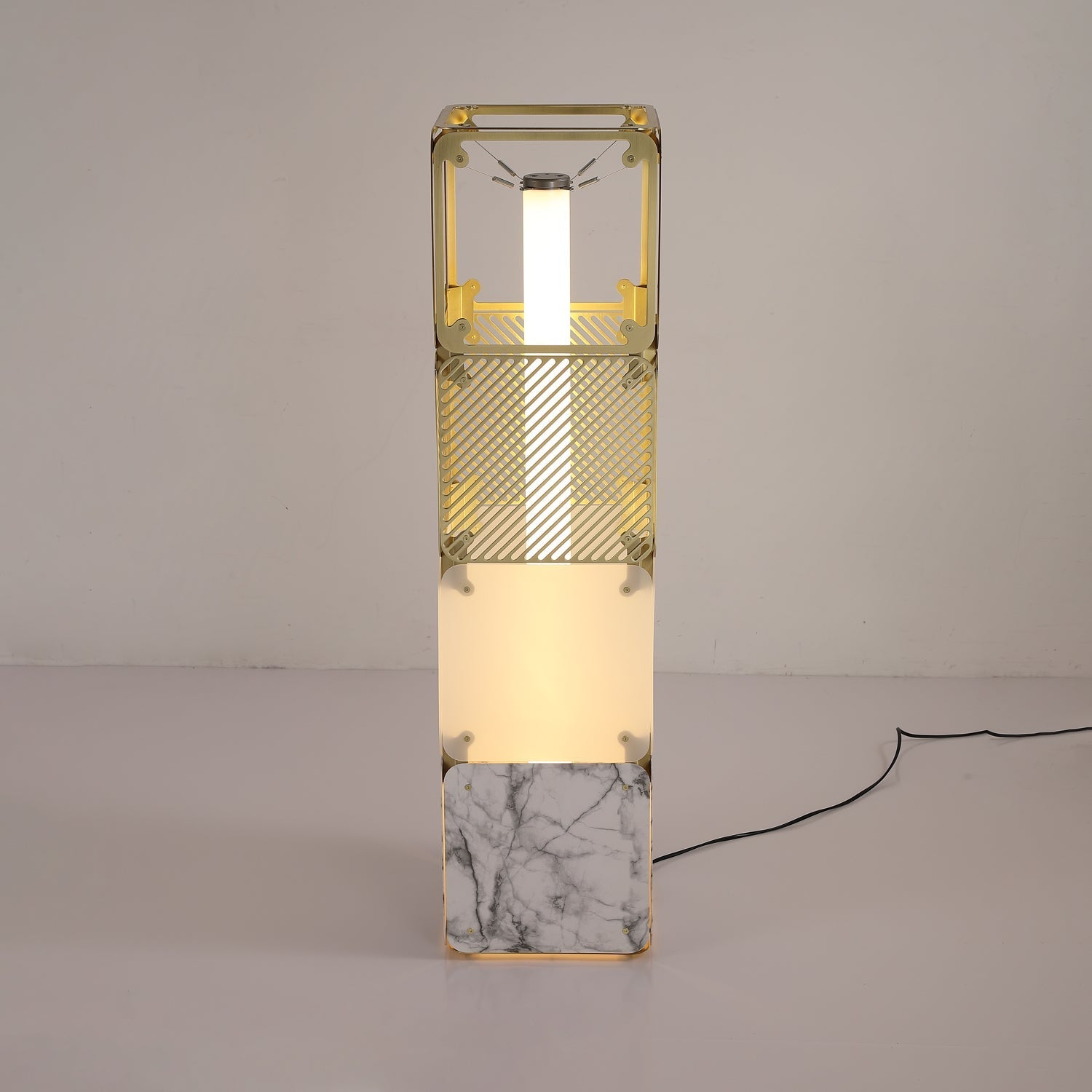 LuxeGrid Industrial Brass Floor Lamp - Letslighting
