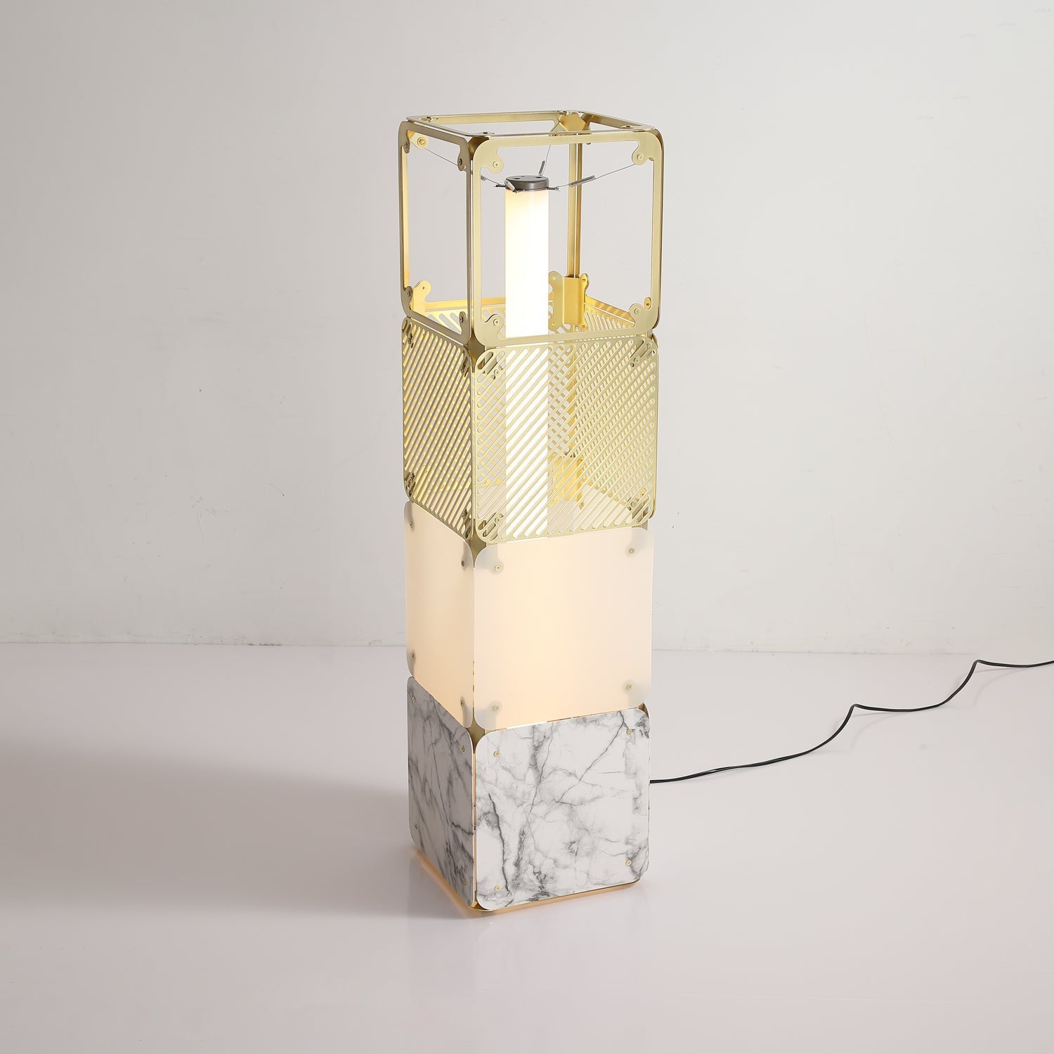 LuxeGrid Industrial Brass Floor Lamp - Letslighting
